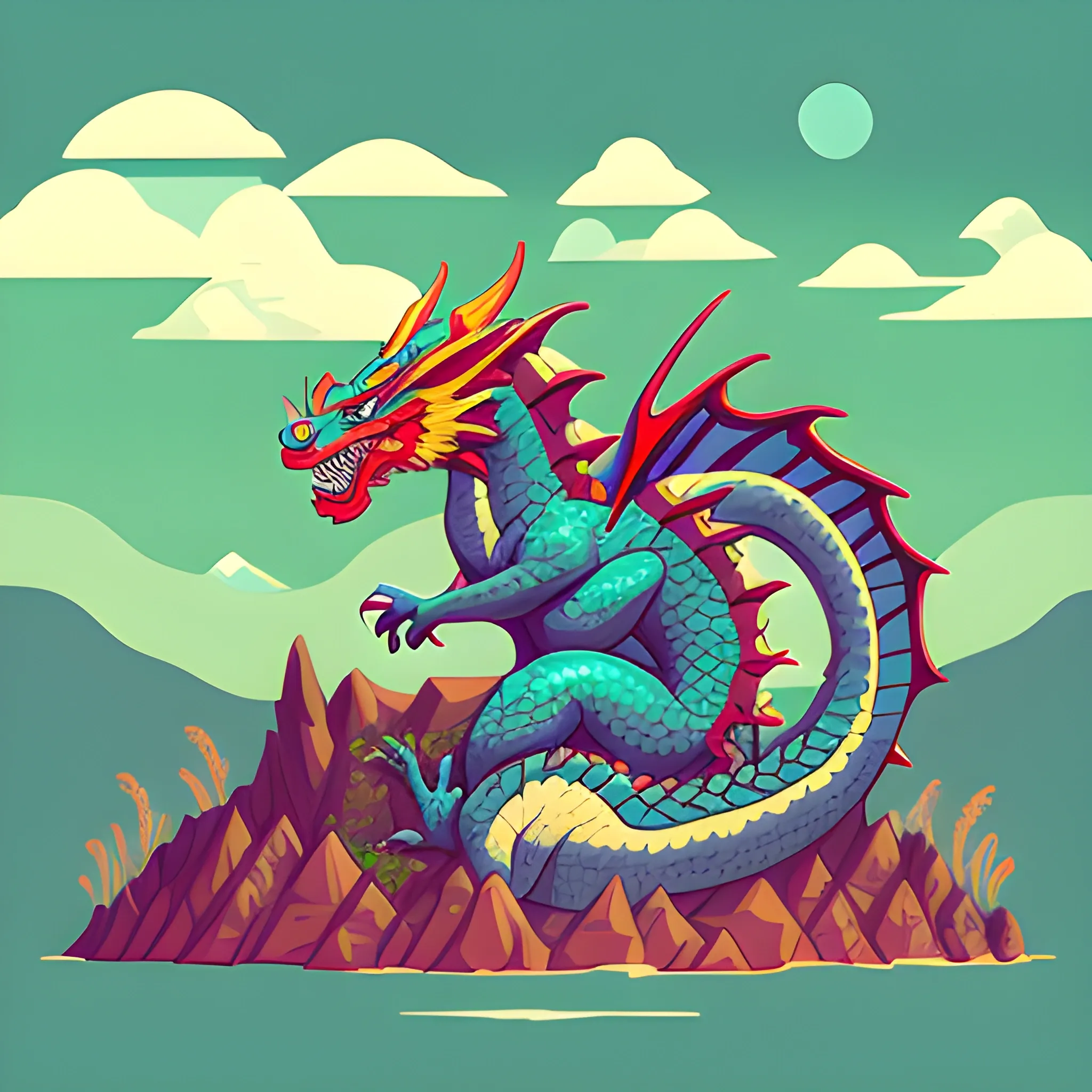 nft, pixel, cartoon, landscape, dragon, digital object, visual, aesthetic, retro