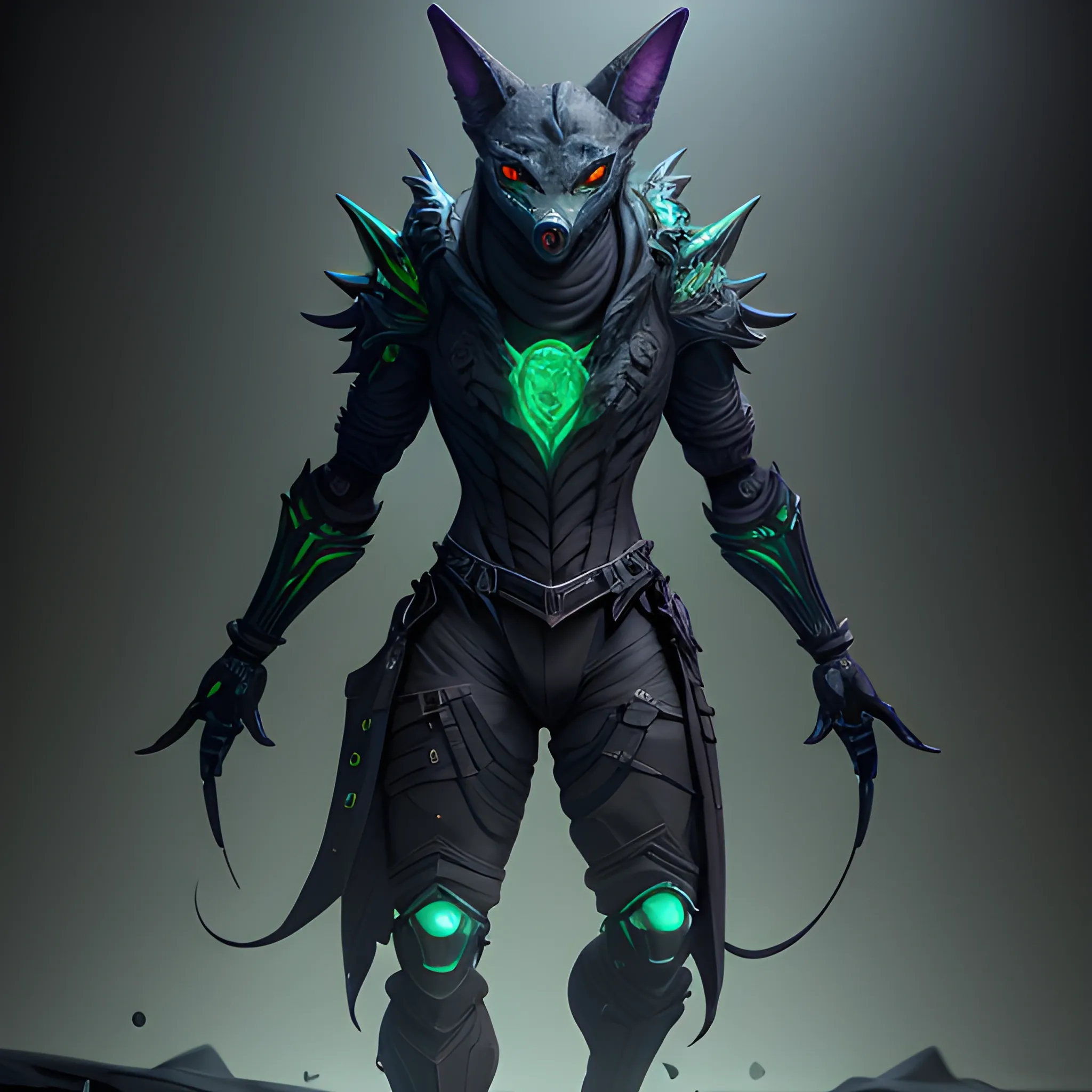 Shadow Jackal, pitch black, Four arms, Four eyes, familiar, rising from shadows, emerald aura, lower body linked to shadows. full body view, 8k, high resolution, high quality, photorealistic, hyperrealistic, detailed, detailed matte painting, deep color, fantastical, intricate detail, splash screen, emerald secondary colors, fantasy concept art, 8k resolution trending on Artstation Unreal Engine 5

