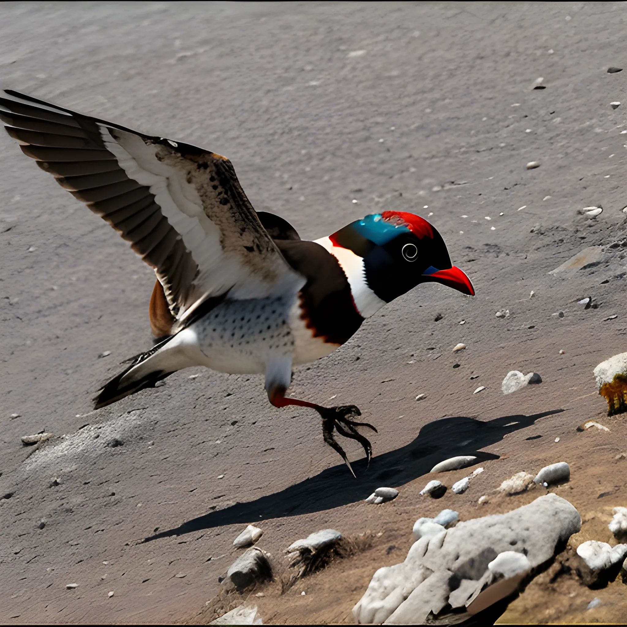 pajaro volando sobre un volcan