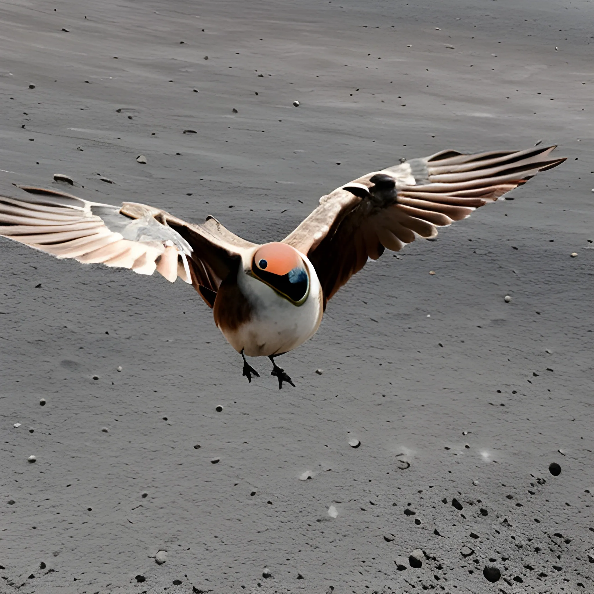 pajaro volando sobre  el crater activo  de un volcan