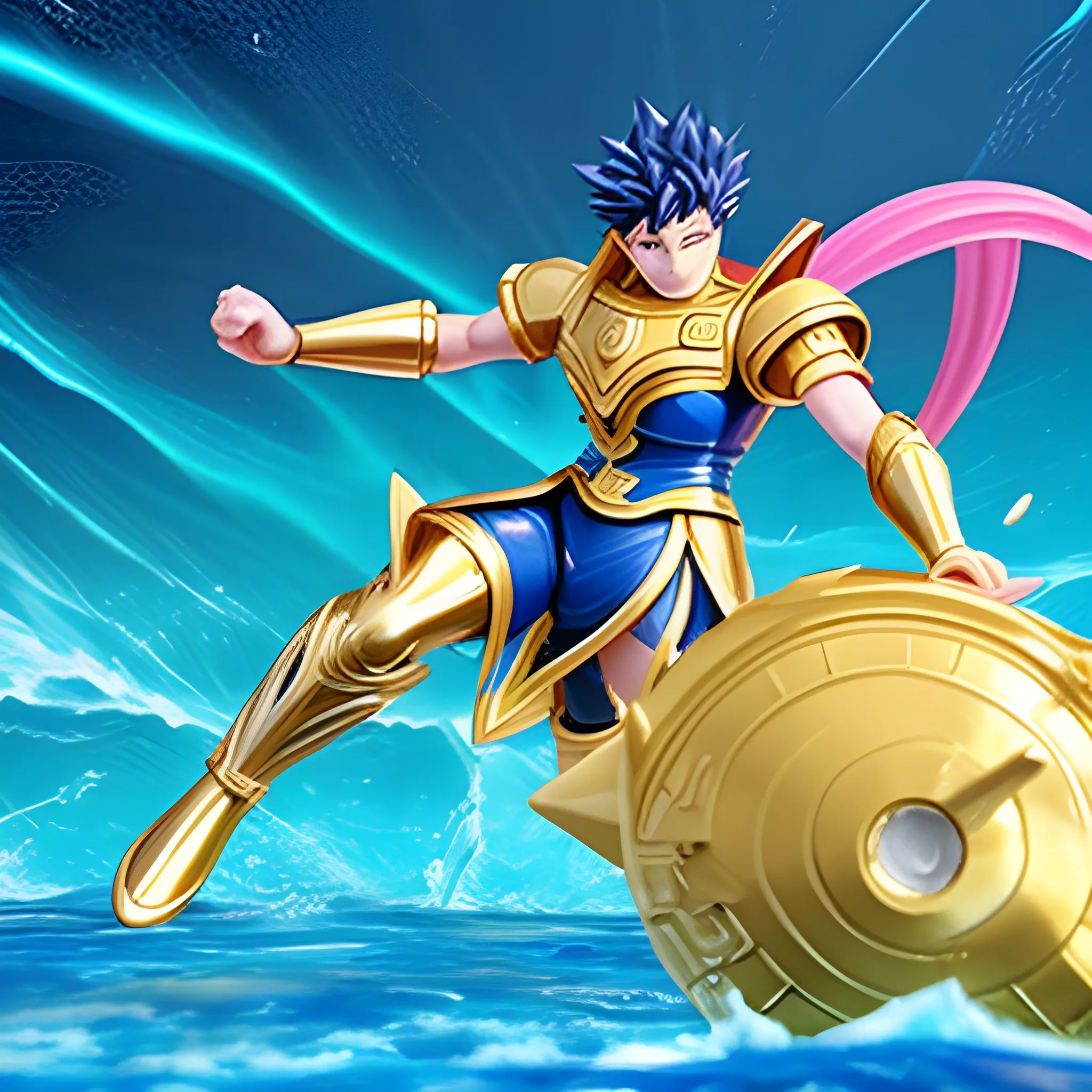 seiya pelando en el mar contra cell, y cell 3D