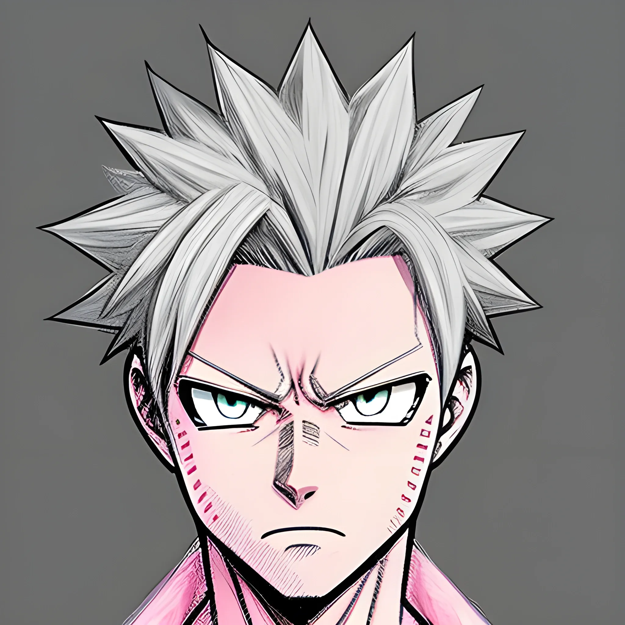 My hero academia, Male, light grey hair, pink eyes, Short  spiky hair, Pencil Sketch