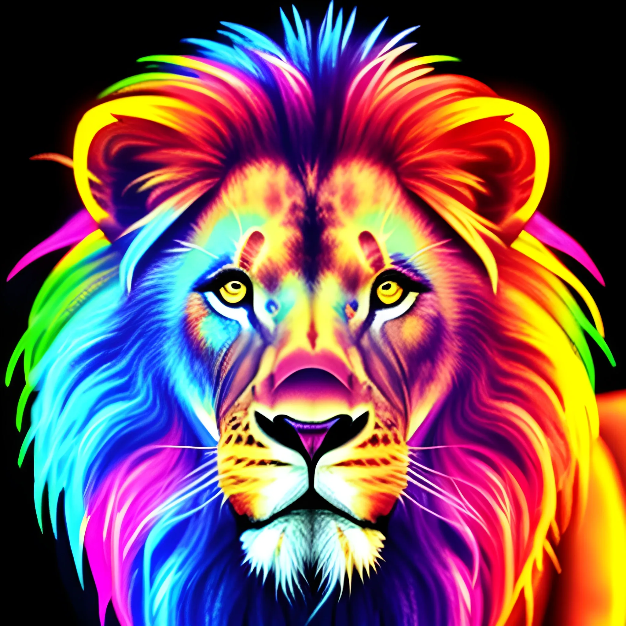 Prompt 1:
/imagine prompt: Lion face, a close-up view of a lion's face outlined in vibrant neon lights against a dark night sky, the neon colors reflecting softly on the lion's fur, making it appear as if the lion is both present and ethereal, Digital art, using bright neon colors and glow effects to enhance the outline and features of the lion's face, --ar 1:1 --v 5
, Water Color