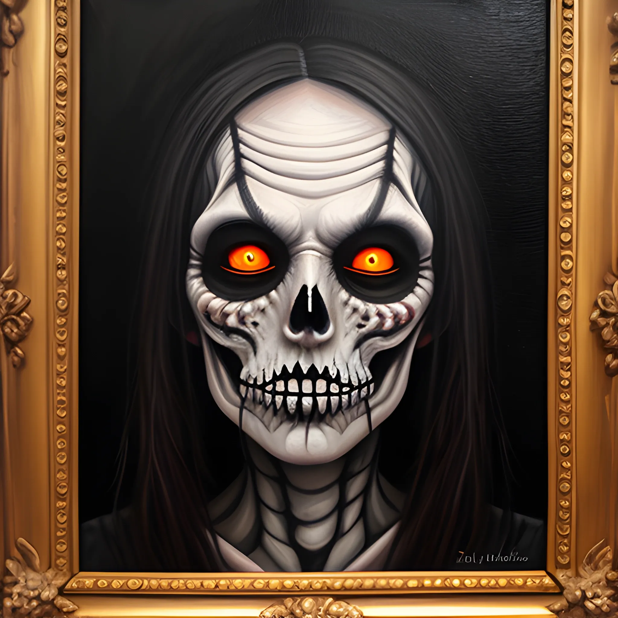 Halloween undead portrait, Oil Painting