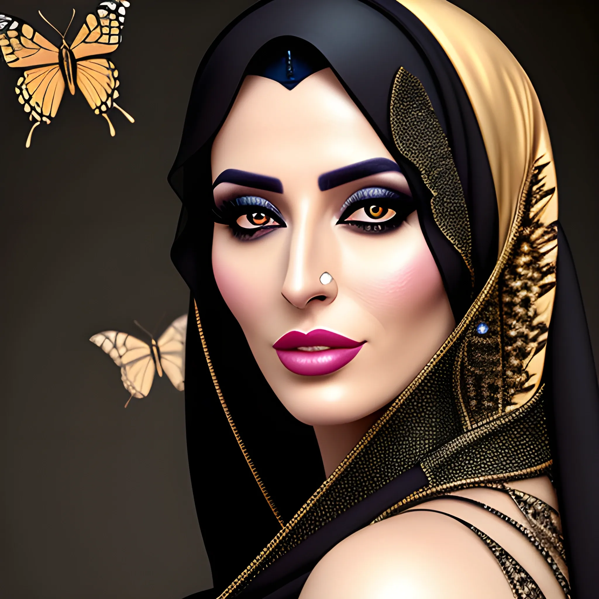 Butterfly Girl, Hyper Realistic Stunning Female Portrait iraqi women 