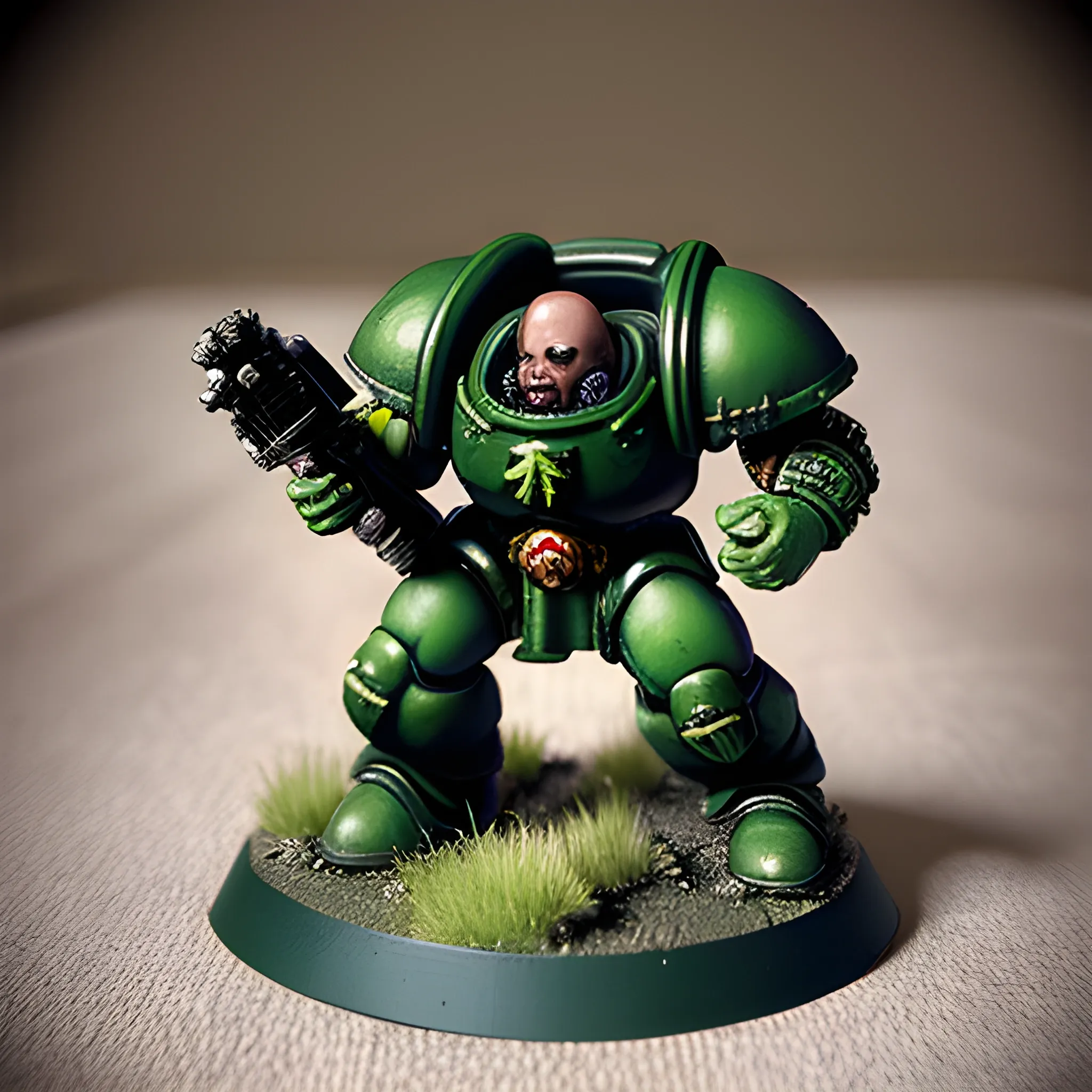 hyper realistic green space marine last stand against demons 