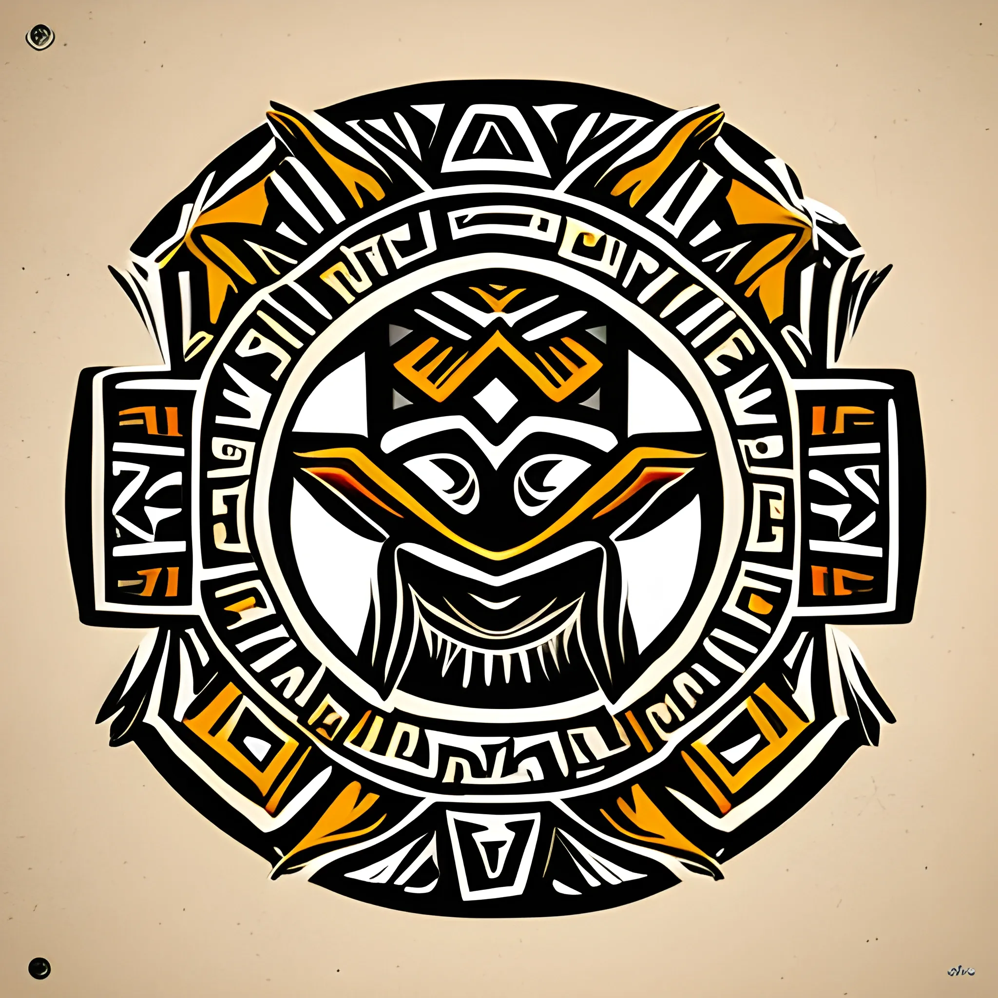 uma logo em estilo desenho tribal de tótem de madeira esculpido