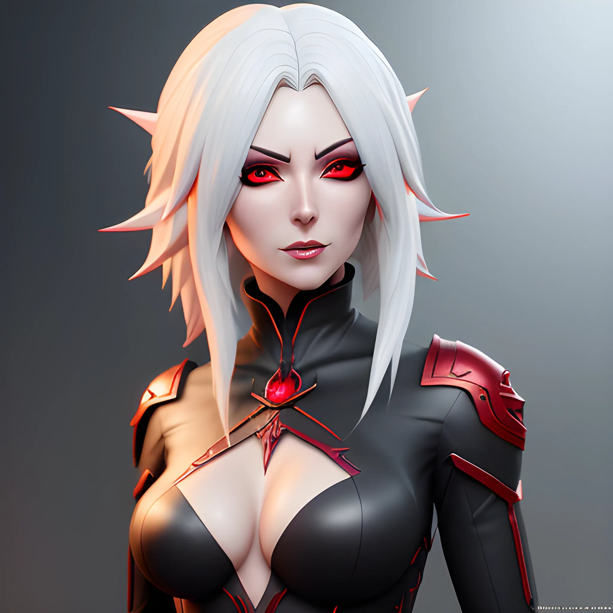 Anime girl, tightly fitted clothes, white hair, red eye, fair skin, 8k, high quality, fantasy concept art, detailed, Whisp of red magic on a hand, 8k resolution on artstation unreal engine 5, full body