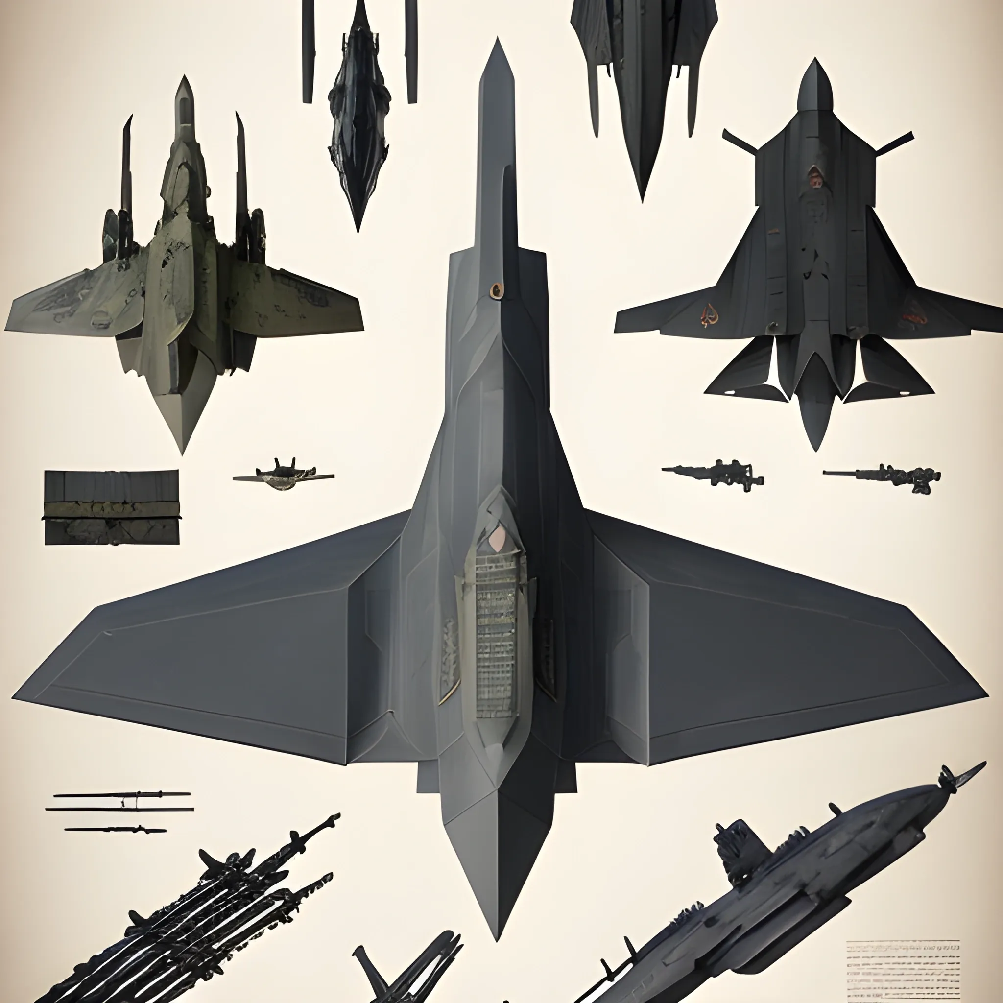 This image showcases an impressive array of military weaponry, each piece meticulously detailed to reflect the power and precision of modern defense technology. From the sleek design of a stealth fighter jet to the formidable presence of a battle tank, these illustrations cater to both military aficionados and those who value intricate craftsmanship. The dark backdrop accentuates the stark, robust features of the weaponry, ensuring that each piece is prominently displayed and commands attention.