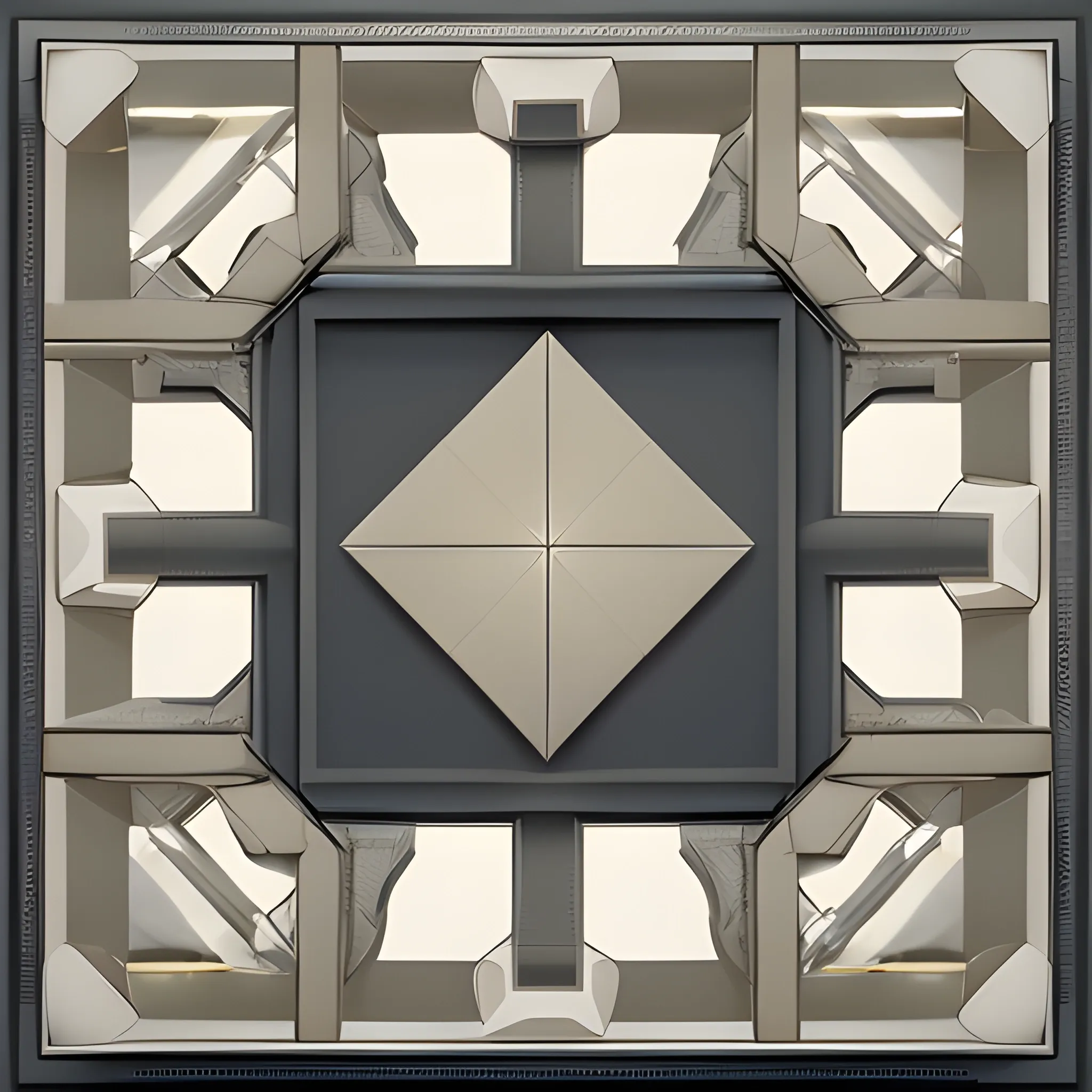 Composition Layout: nine-grid layout, uniform cell sizes, balance, symmetry
Color Scheme: subdued color palette, light gray, soft beige, professionalism
Visual Focus: high-resolution, weapon model image, clear, rich in detail
Detail Enhancement: lighting effects, reflections, glossiness, shadows, three-dimensionality