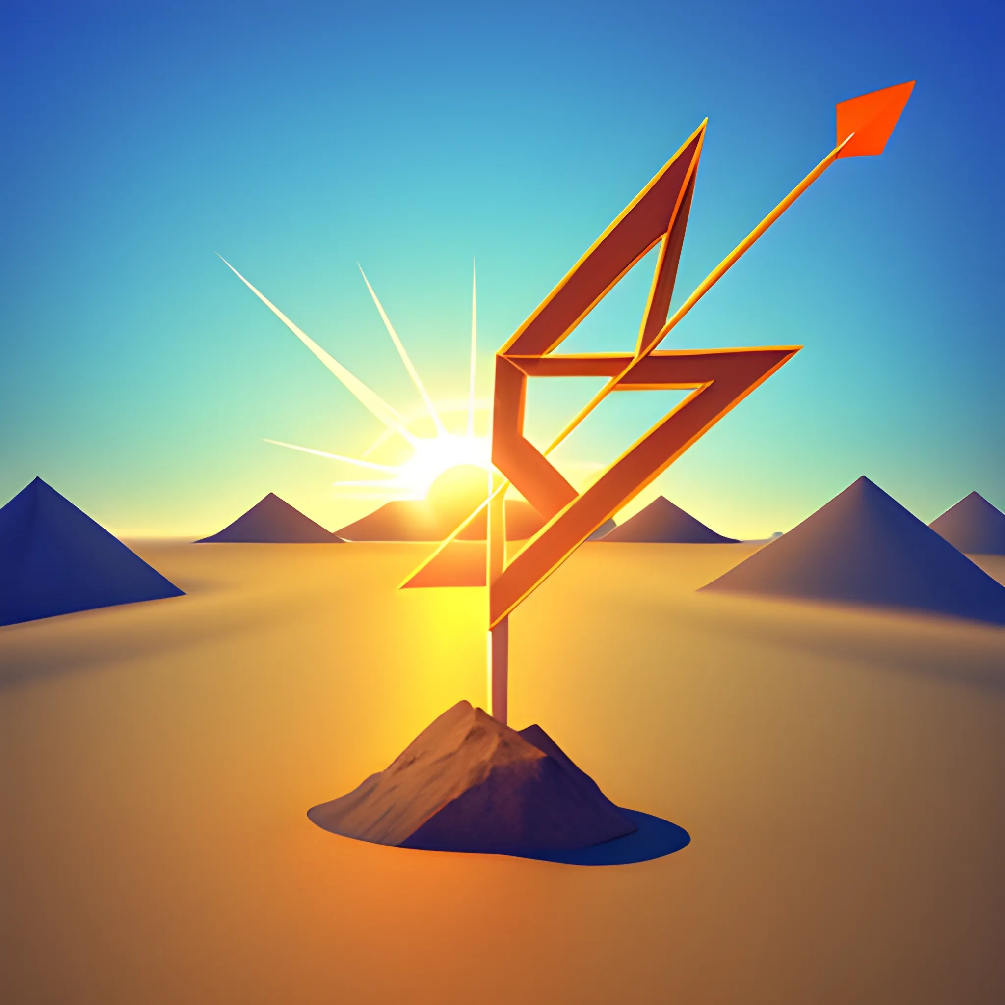 create an rising arrow in sun, 3D