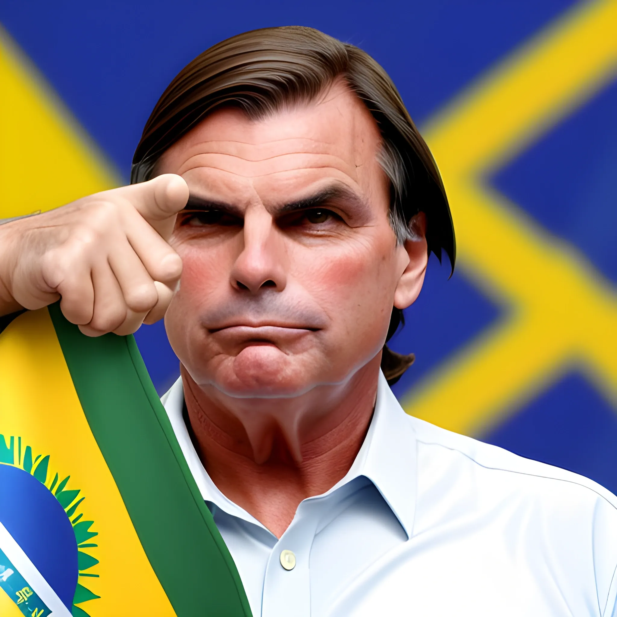 Bolsonaro Holding a Handgun and Brazil flag