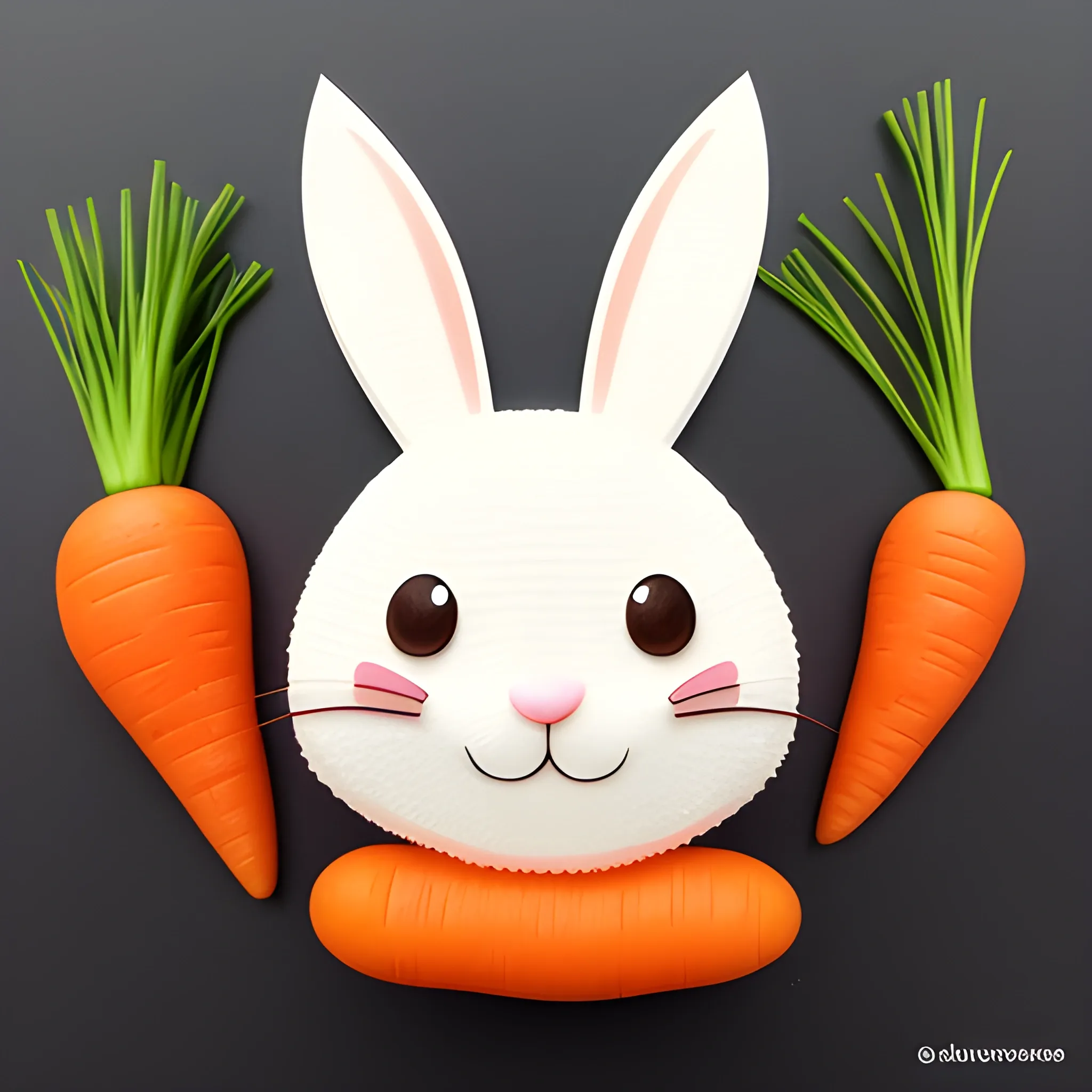 Create a cute smiling rabbit for a little girl, with carrots and Cartoon style