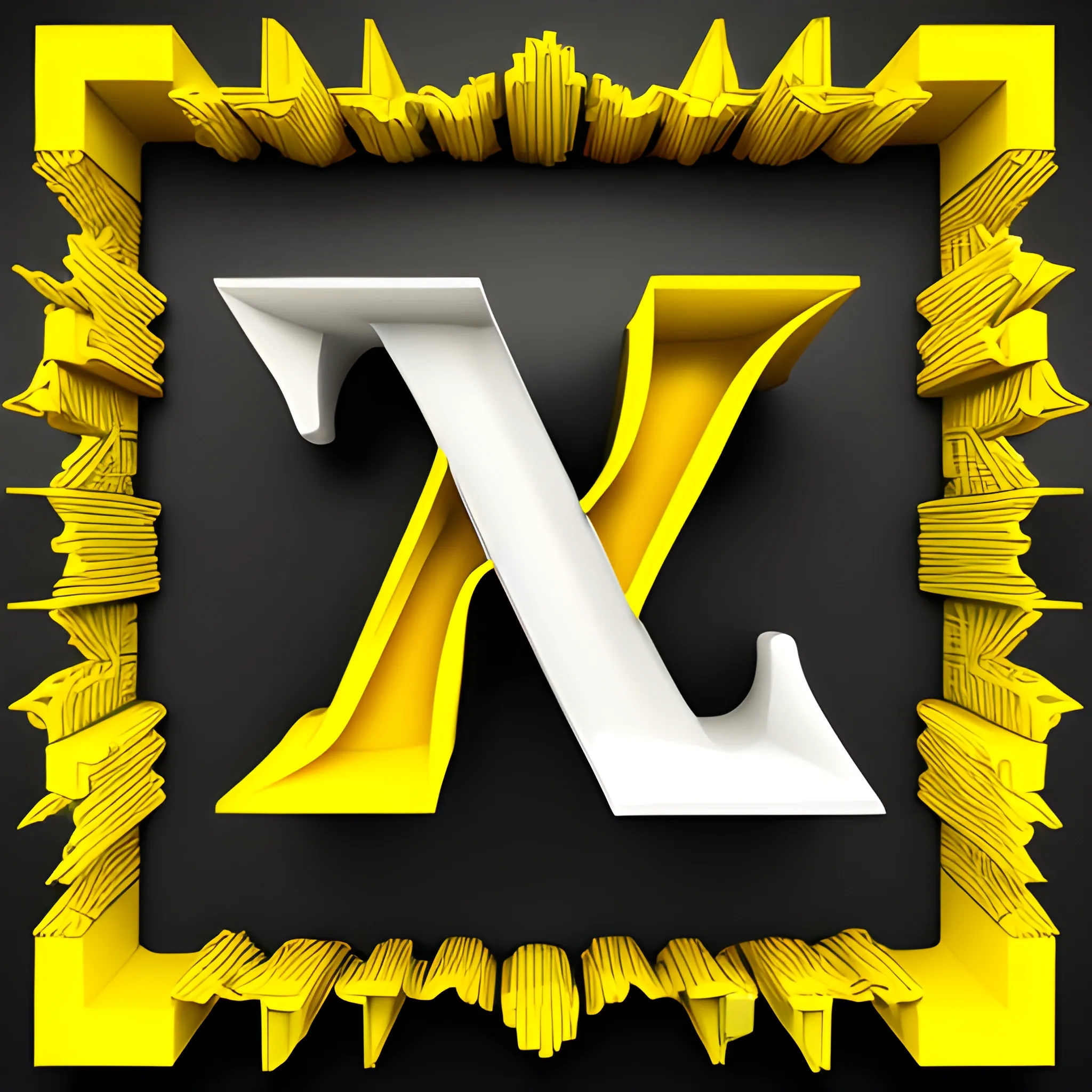 , 3D, Trippy , letter P with black and white and yellow colors
