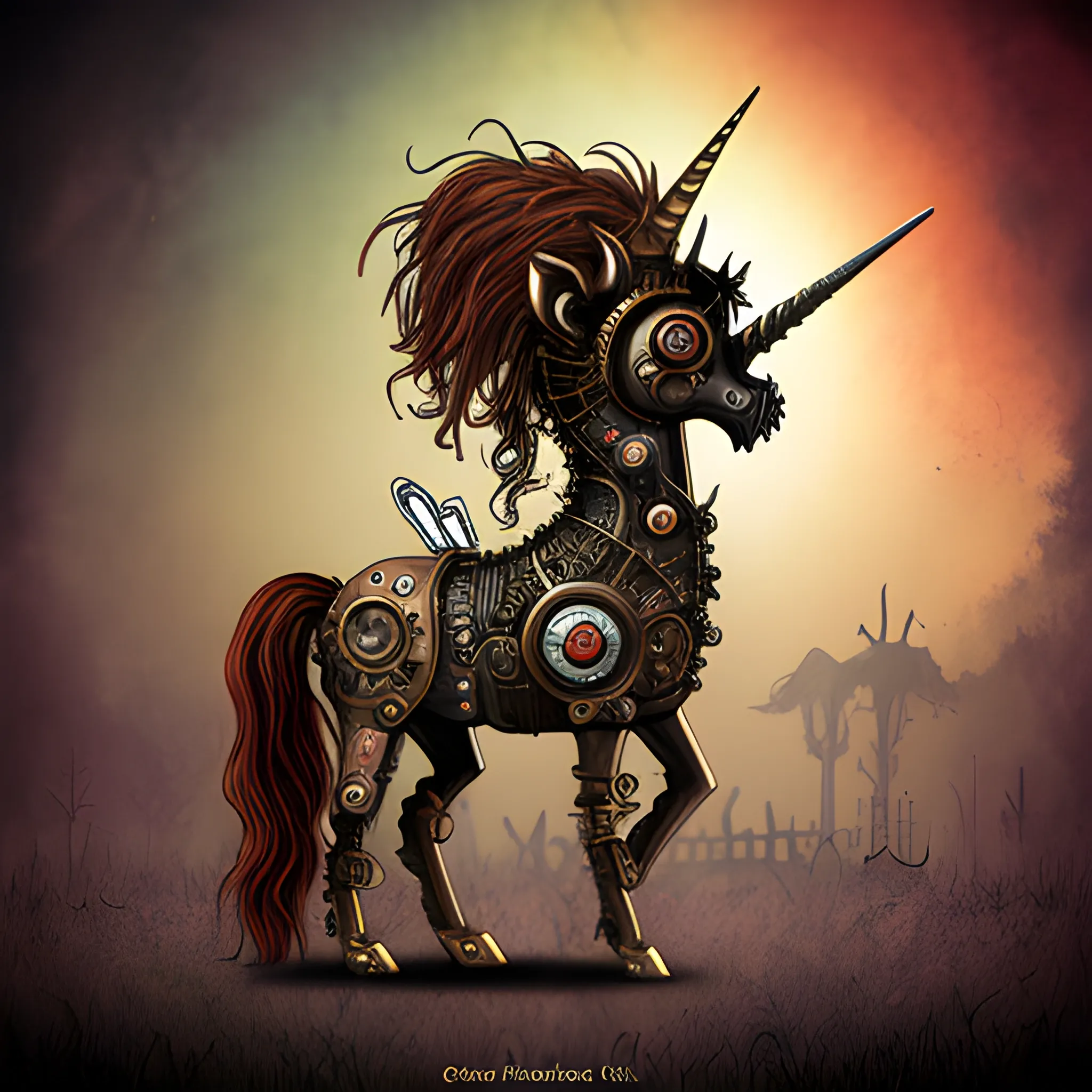 Zombie unicorn steampunk