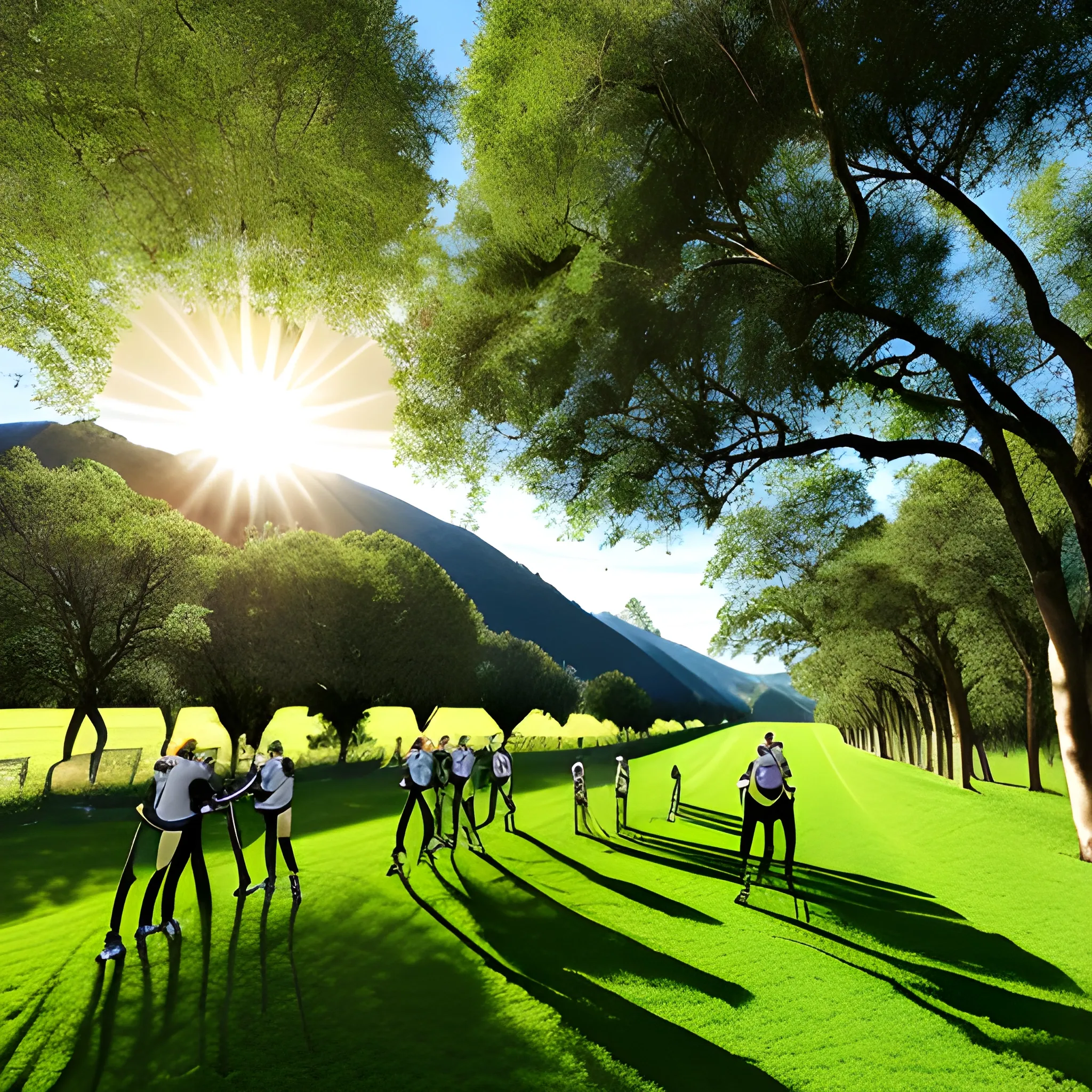 country training camp. Cheerful teenagers 10-14 years old are minding their own business, green grass, trees, the sun is shining, everyone is happy. Photo quality.