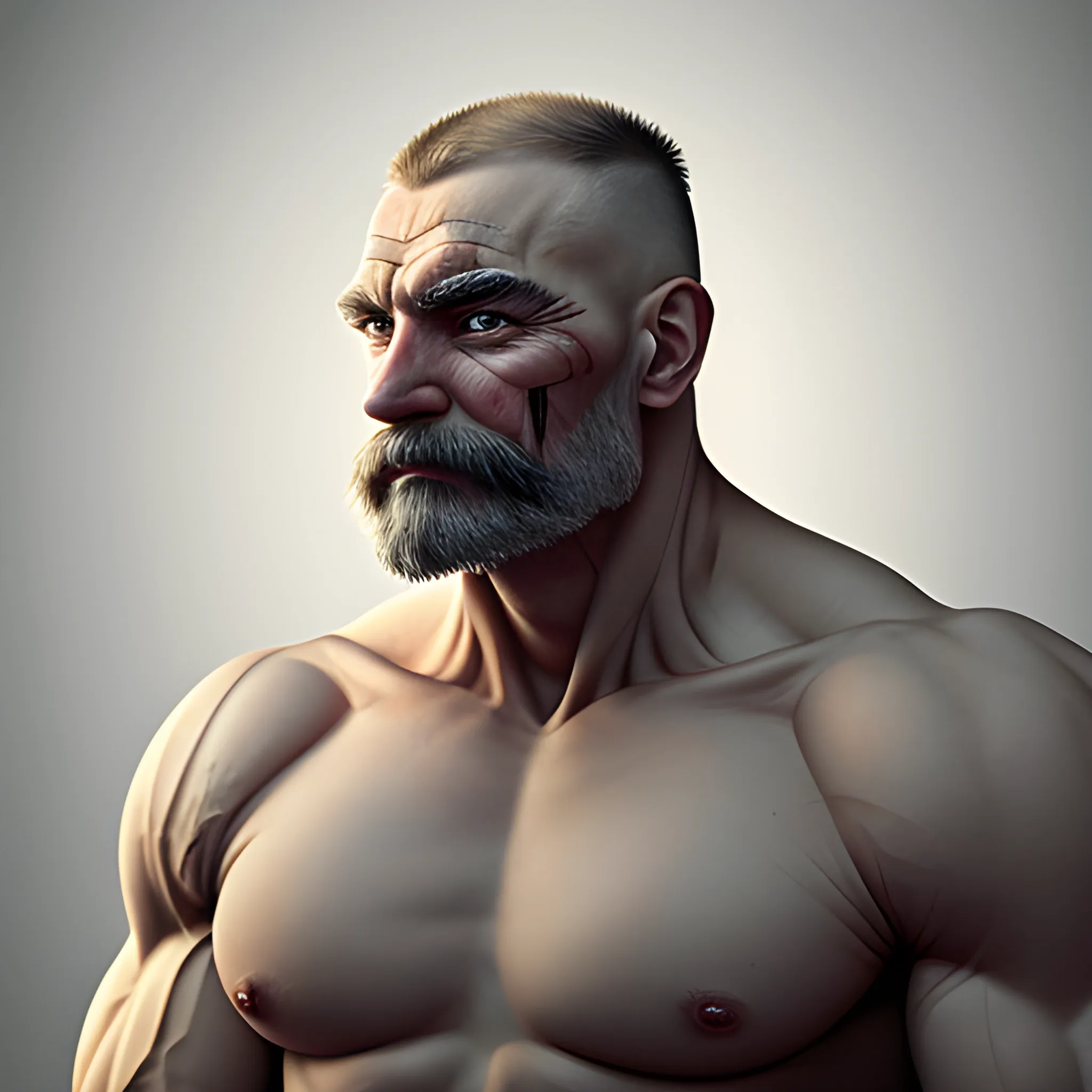 russian man , 16k , muscles ,  massive muscles, scar over eye, tall, soldier, veteran