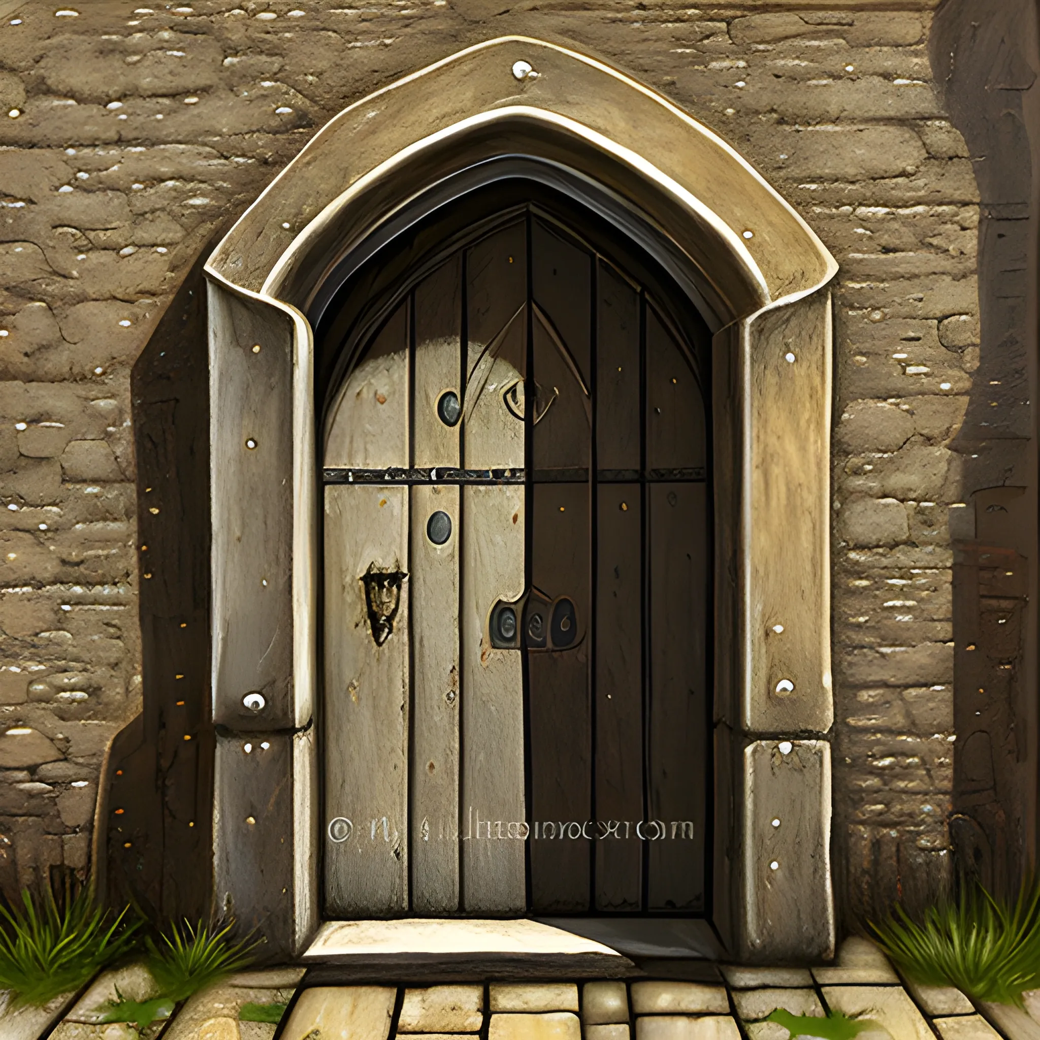 Grunge  medieval door
, Oil Painting