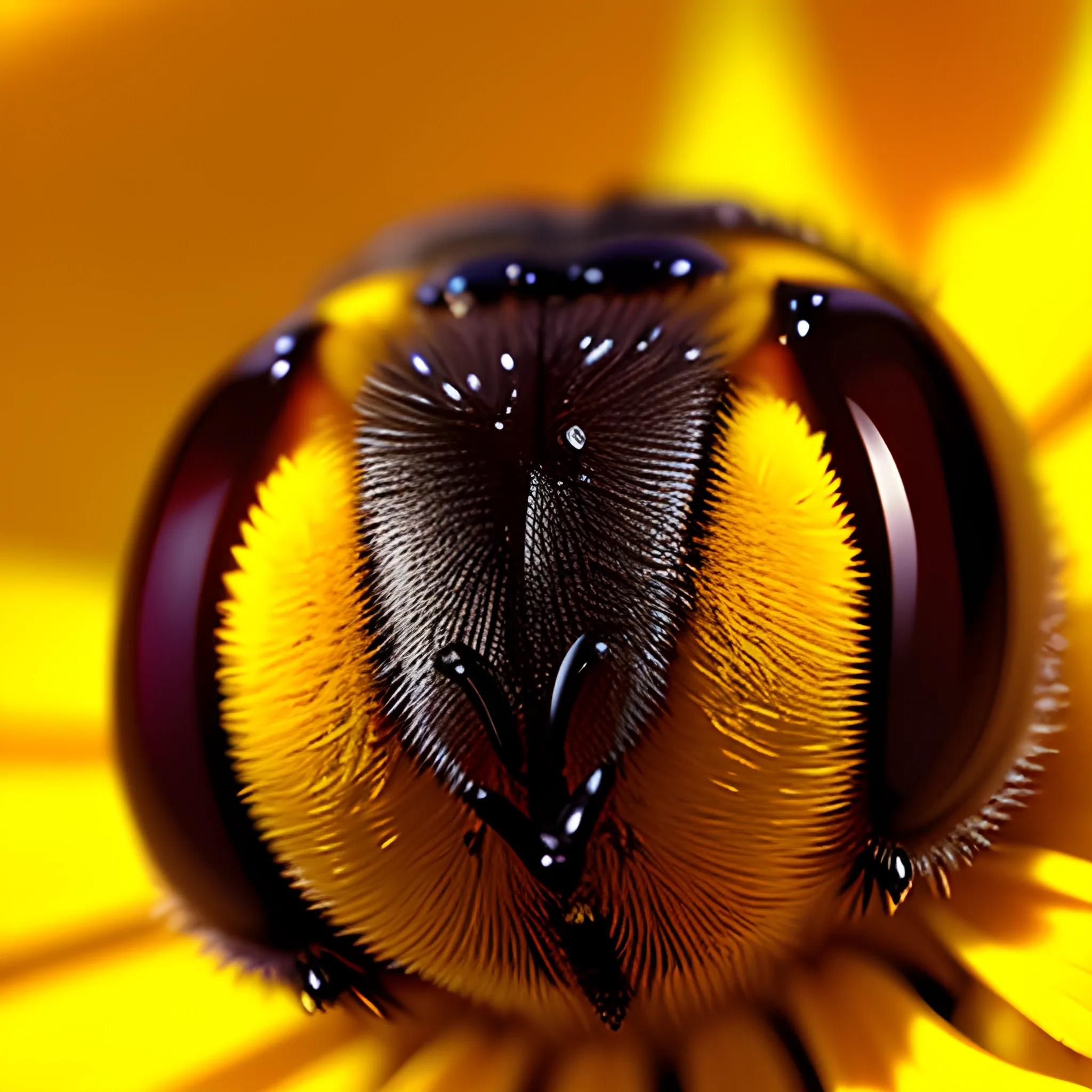 macro photo image of a bee's face