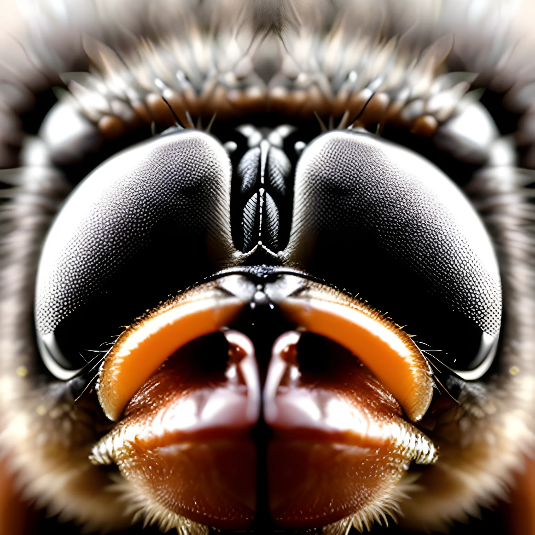 macro photo image of a flies  face