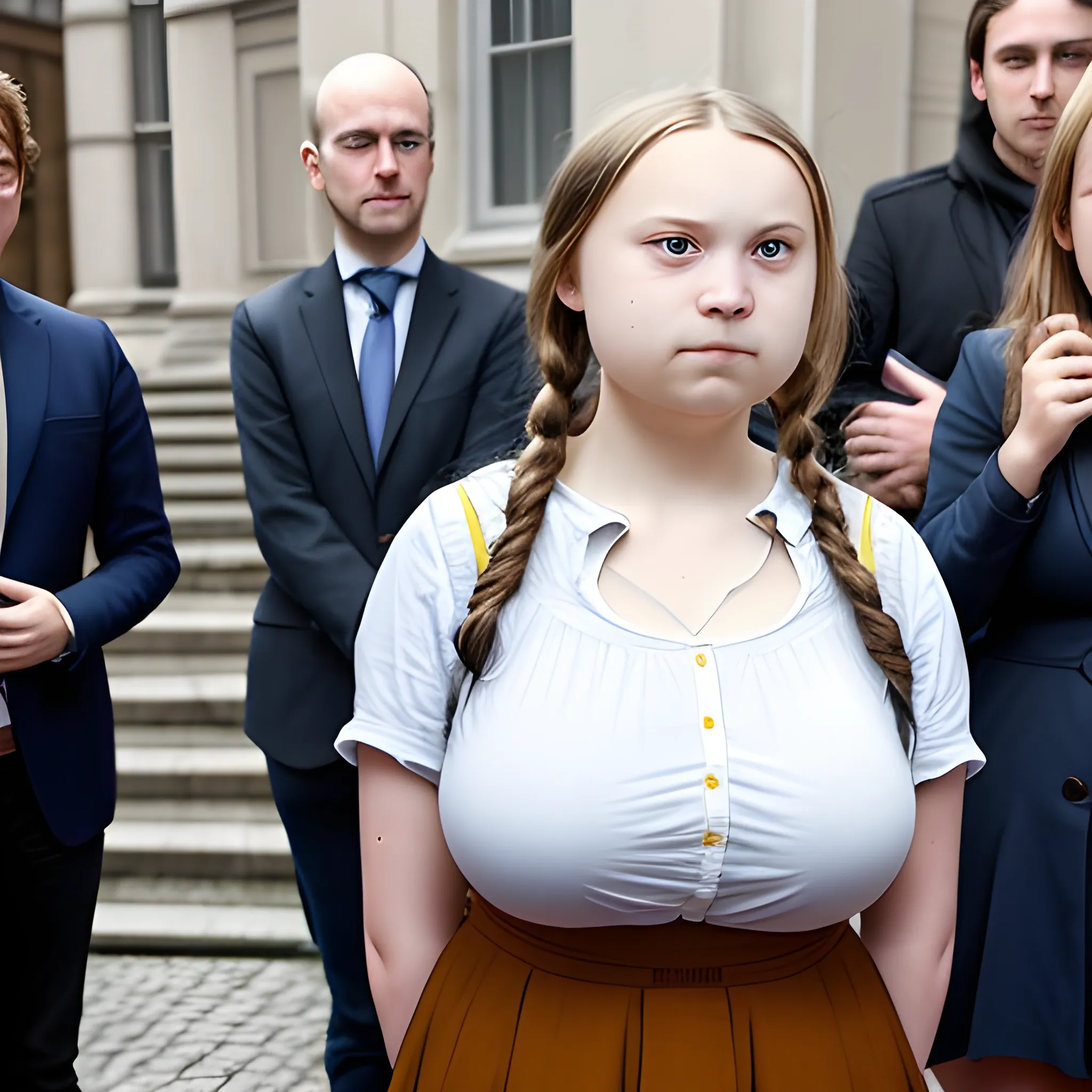 Greta Thunberg, realistic, big breasts, full body