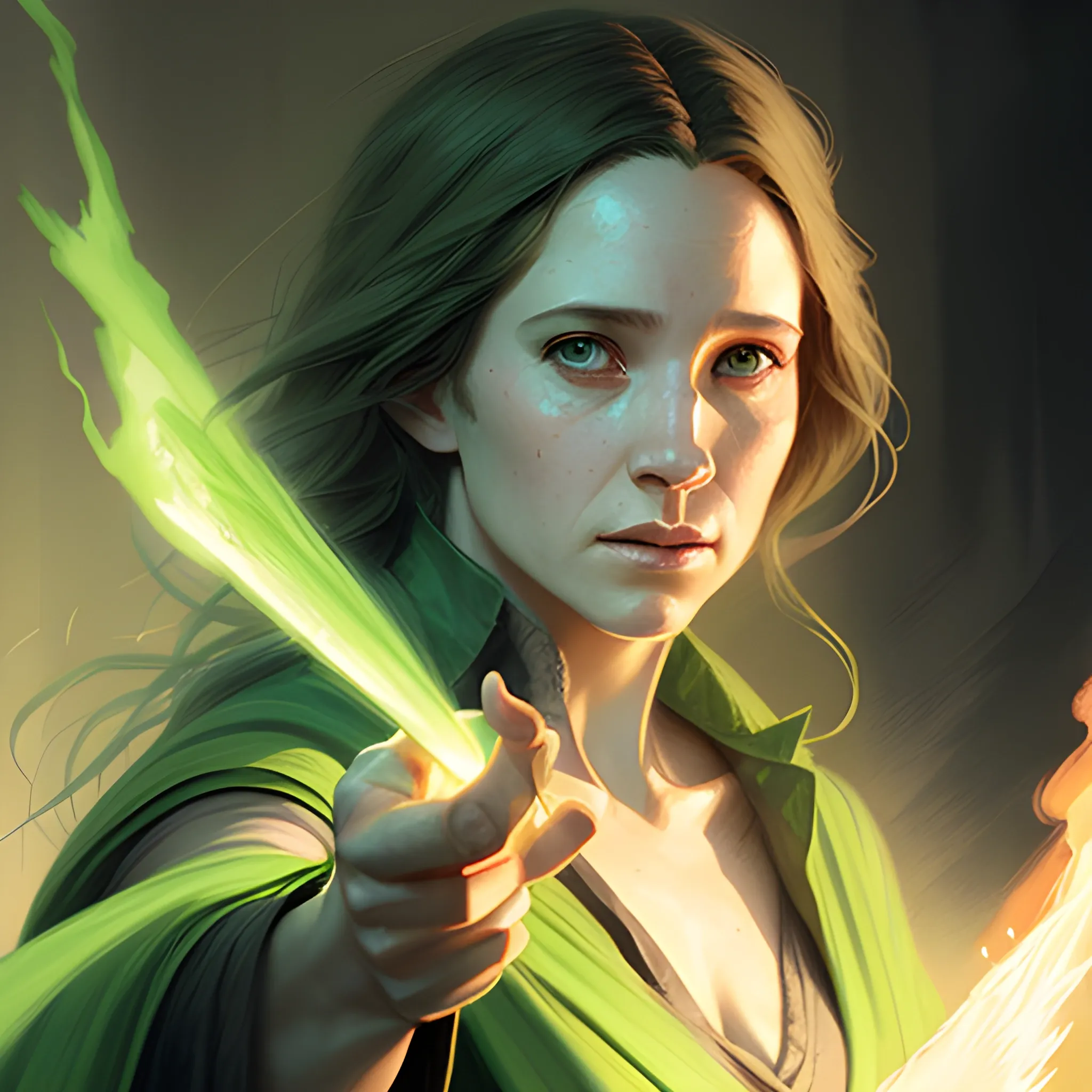 a female wizard casting a green fireball | | pencil sketch, realistic shaded, fine details, realistic shaded lighting poster by greg rutkowski, magali villeneuve, artgerm, jeremy lipkin and michael garmash and rob rey 