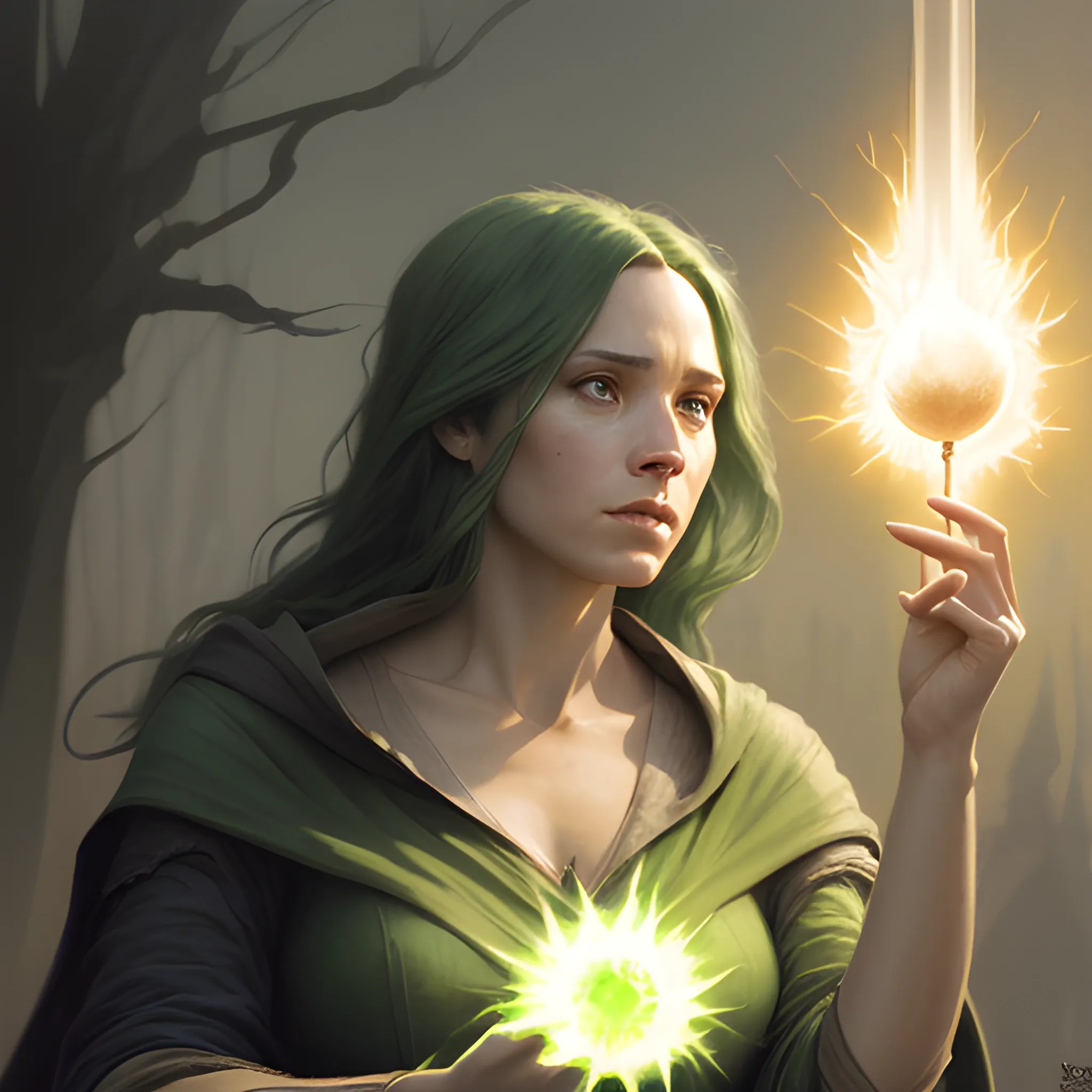 a female wizard casting a green fireball | | pencil sketch, realistic shaded, fine details, realistic shaded lighting poster by greg rutkowski, magali villeneuve, artgerm, jeremy lipkin and michael garmash and rob rey 