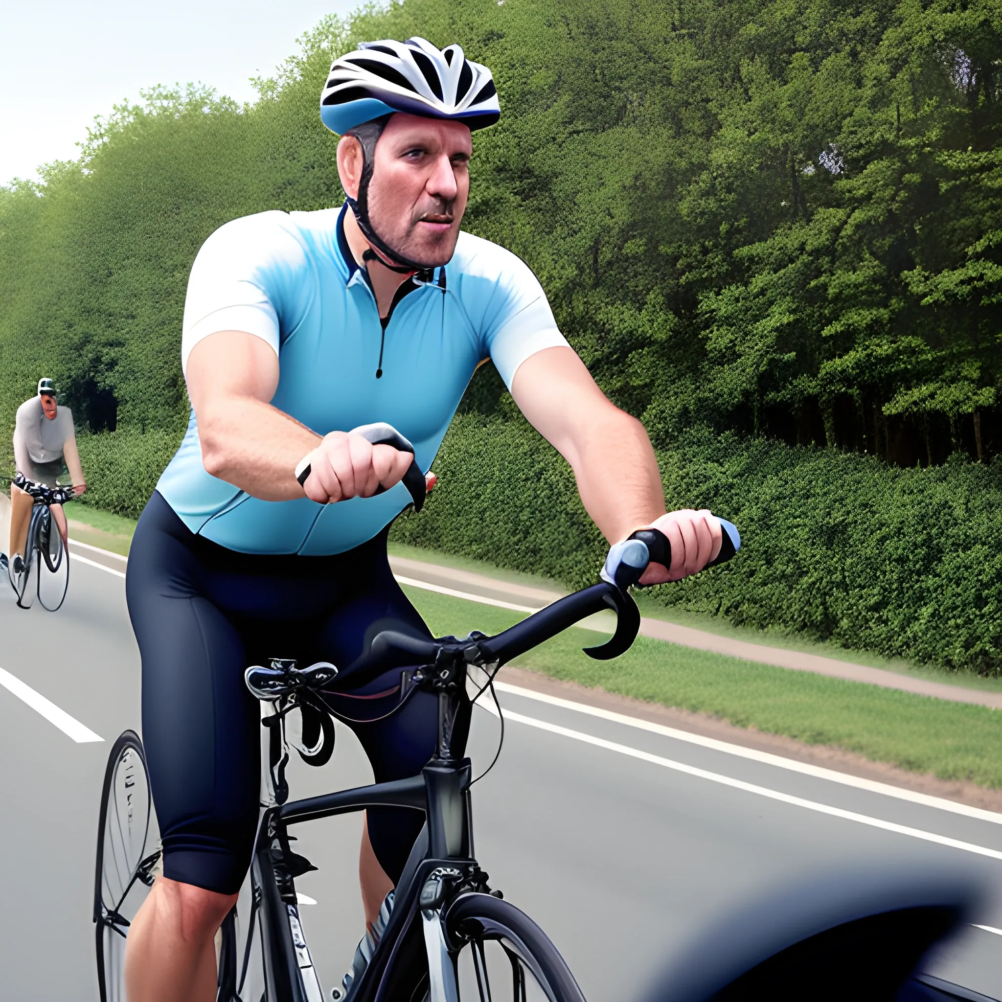 When riding a bicycle, the boy's expression is indifferent, and the girl sits in the back seat with a painful expression