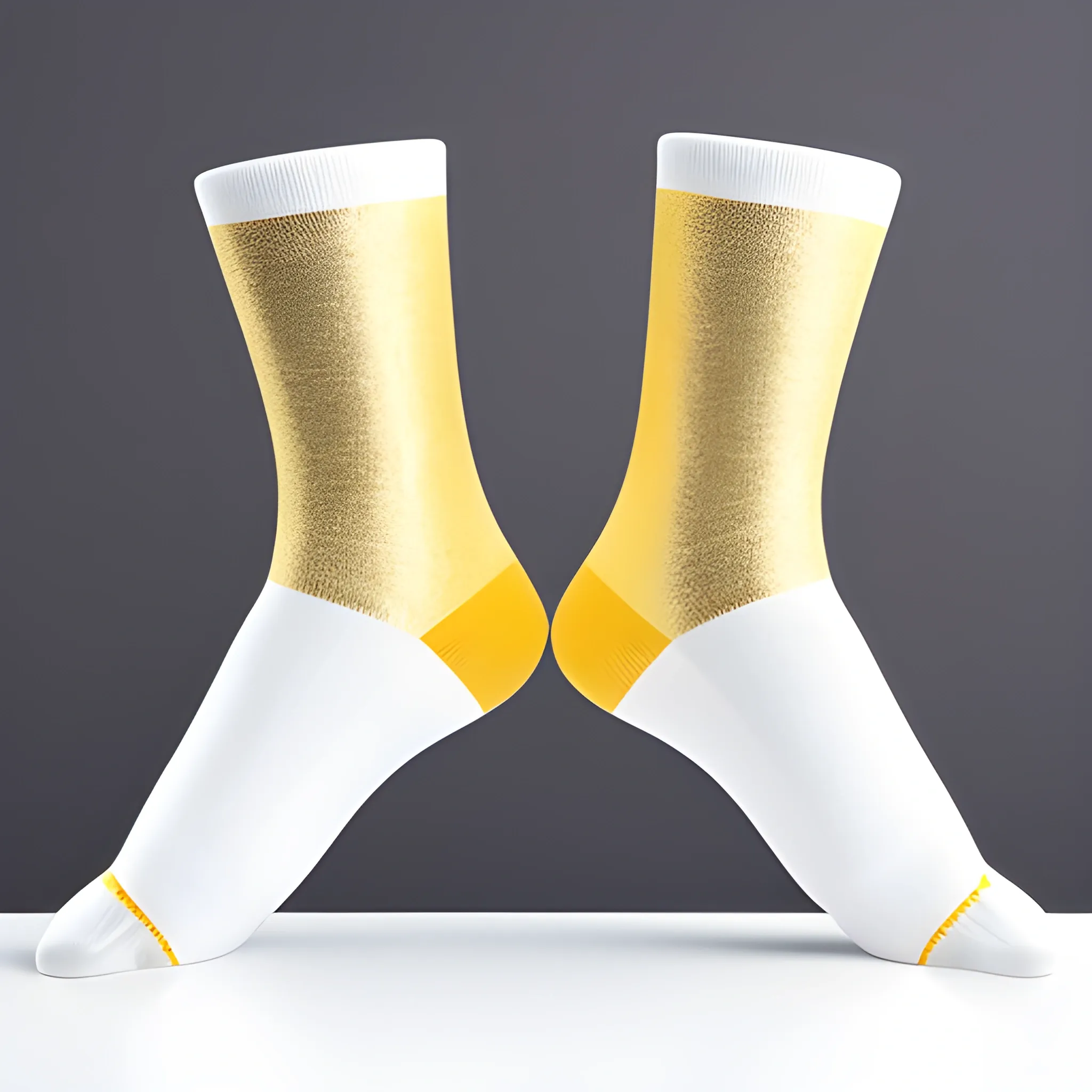 I need a product picture, the background is all white, the content is only a pair of gold socks, gold texture