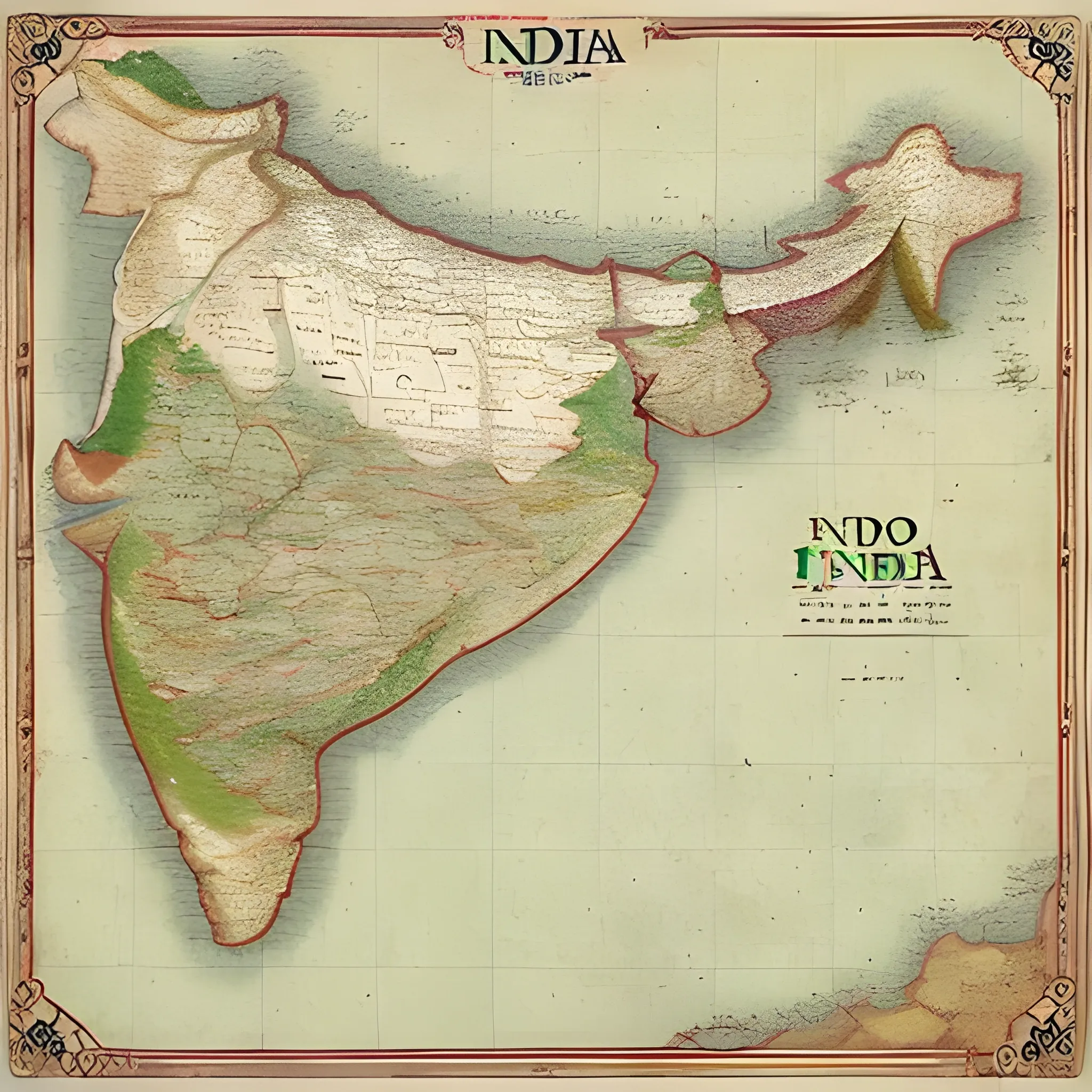 quero un mapa de india vintage