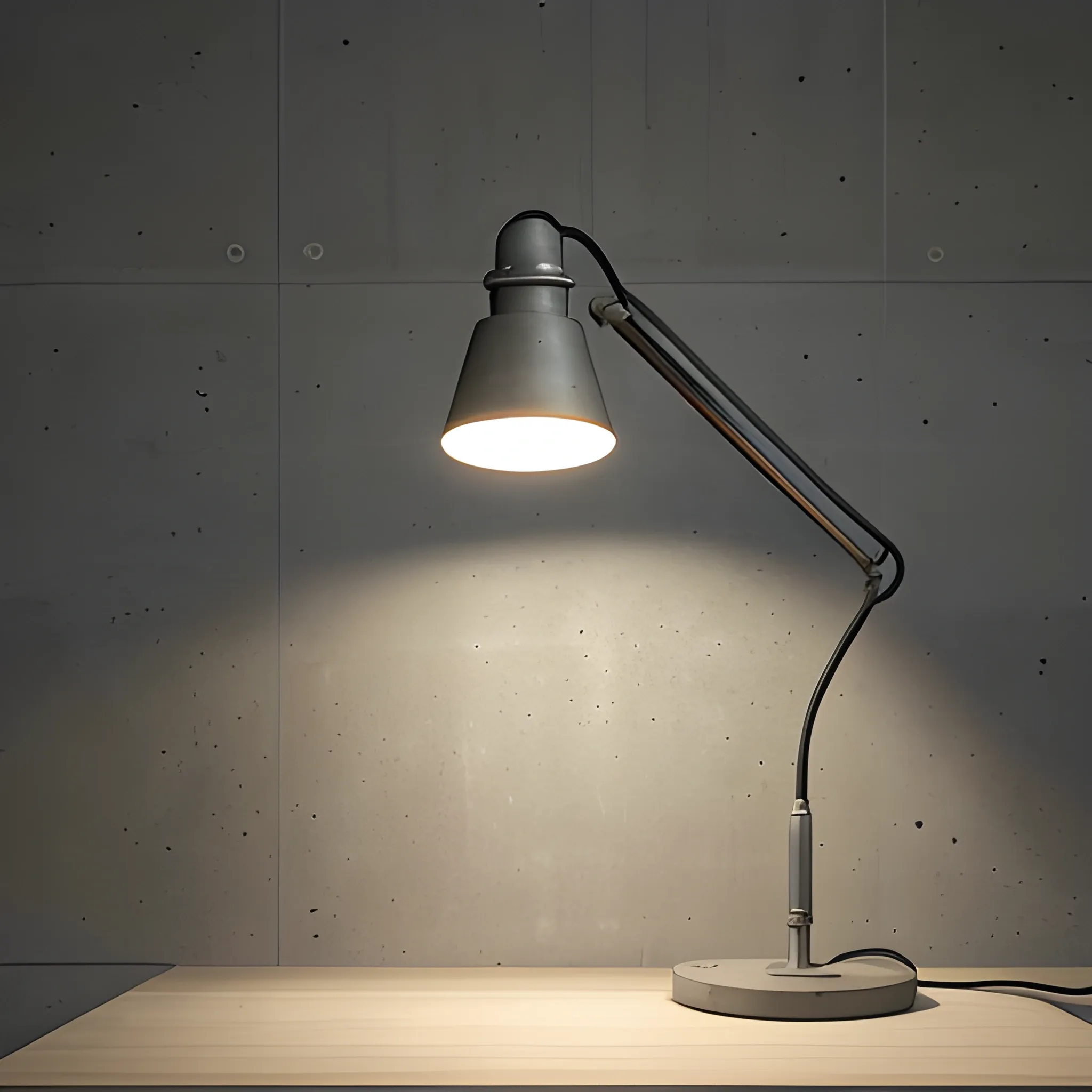 concrete luminaire with edison lamp in a hi-tech room