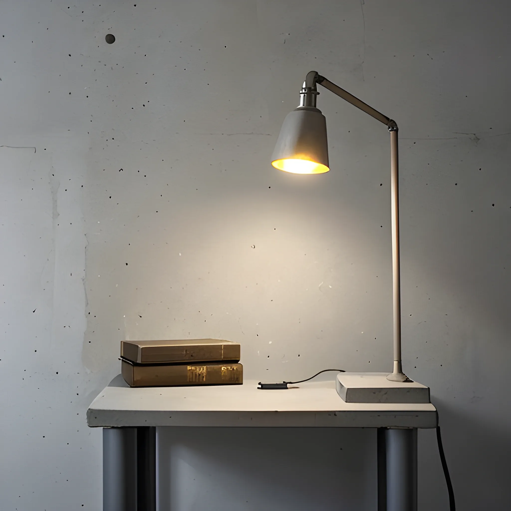 concrete luminaire with edison lamp in a hi-tech room