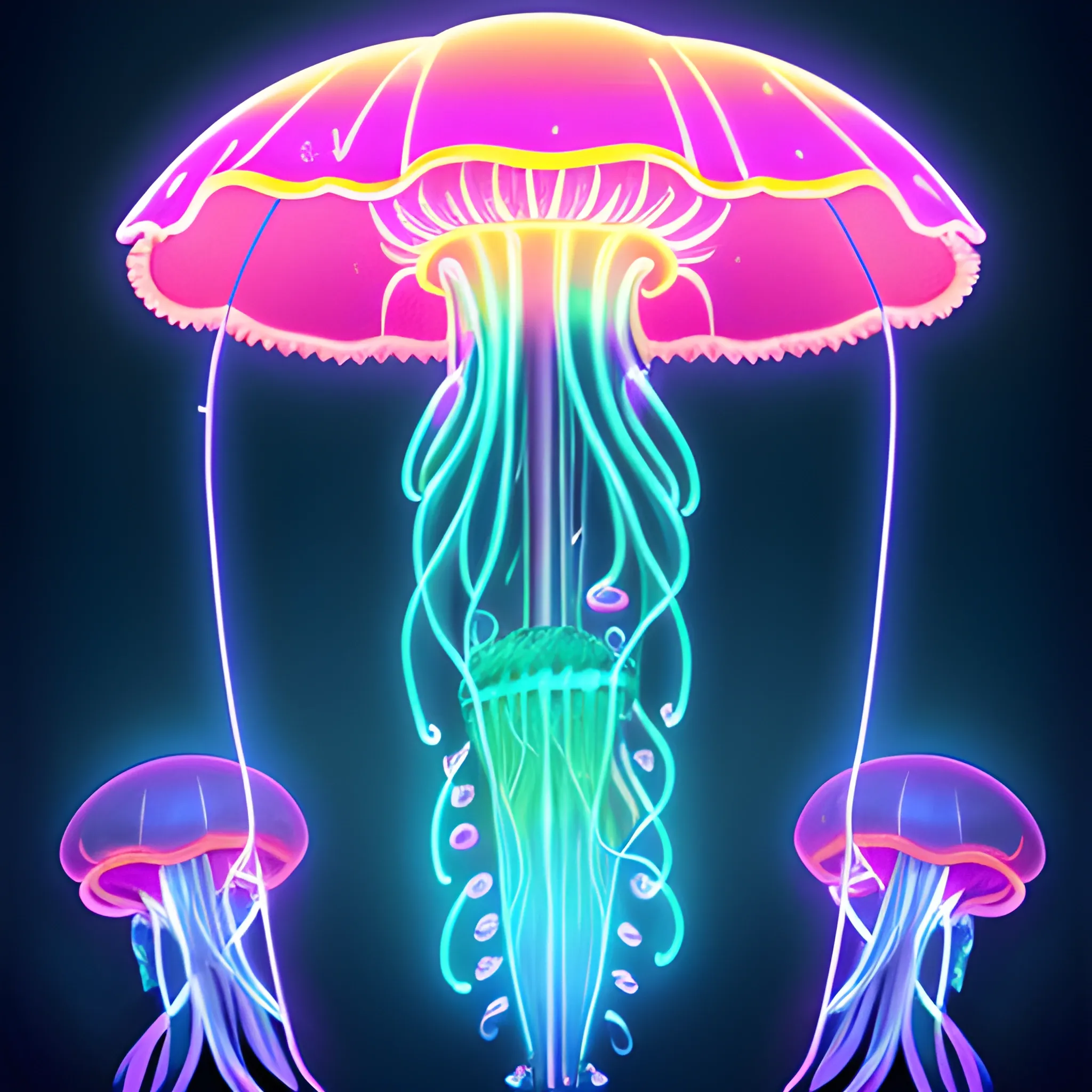 giant jellyfish in neon lights
