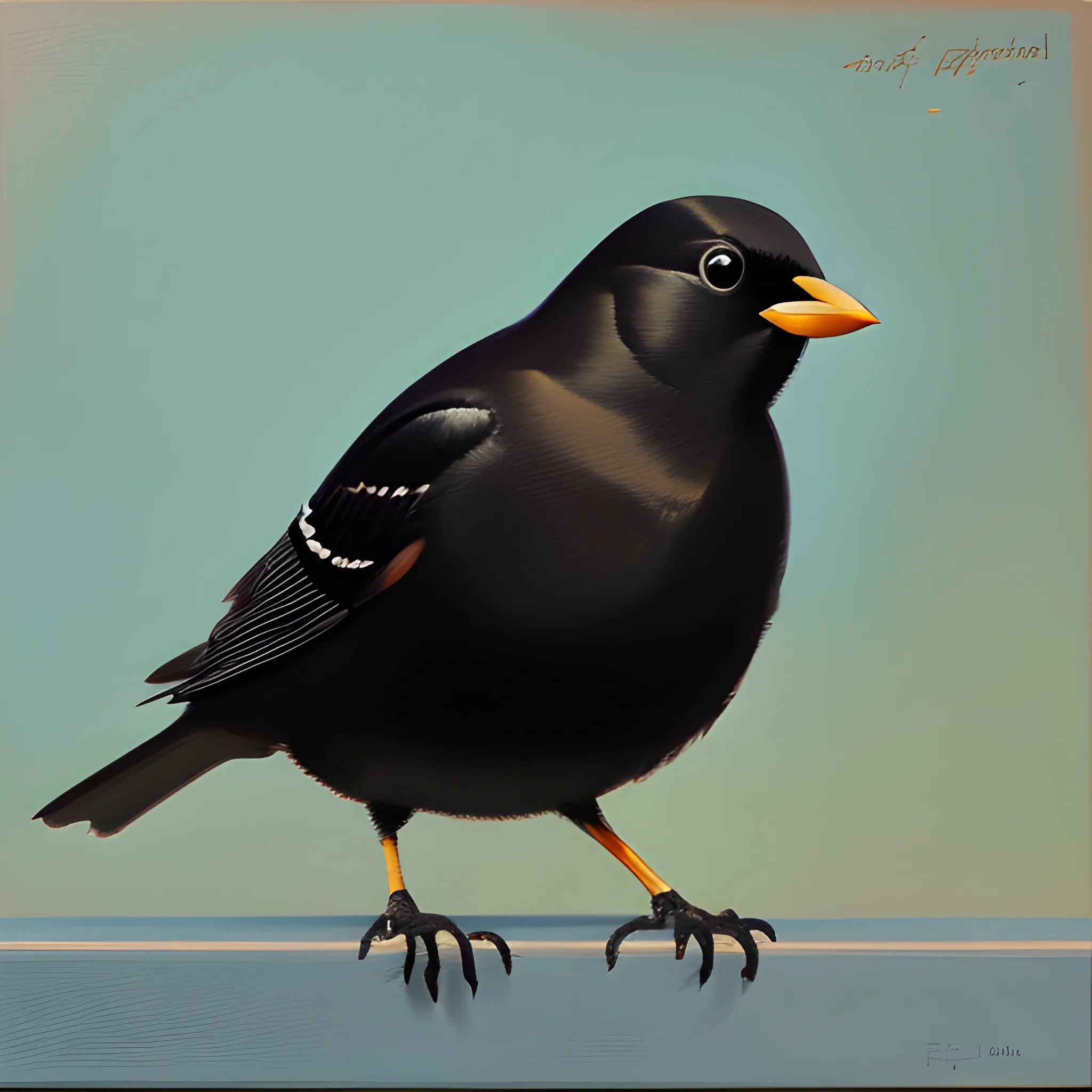 Portrait of a blackbird, Oil Painting