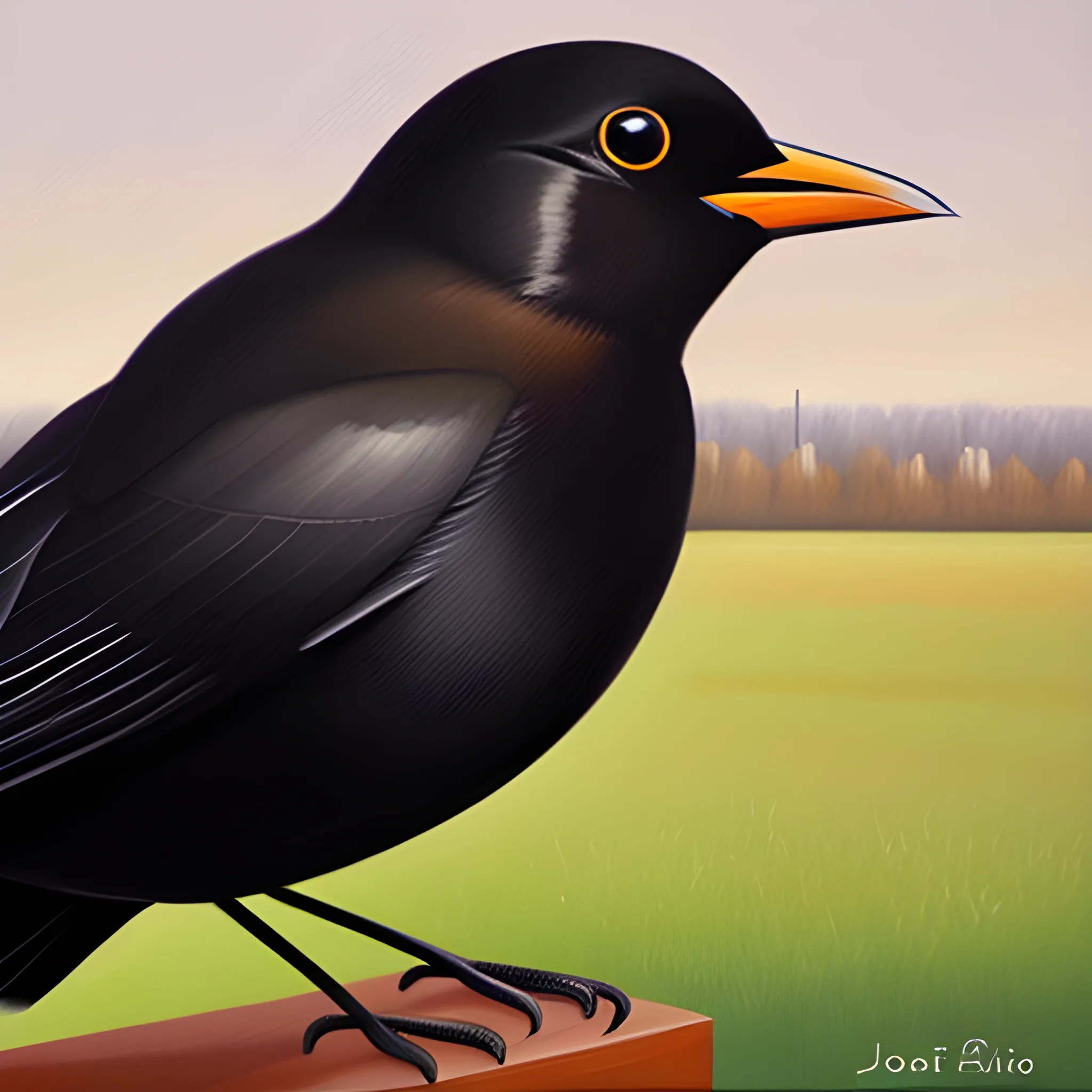 Portrait of Mr blackbird, Oil Painting