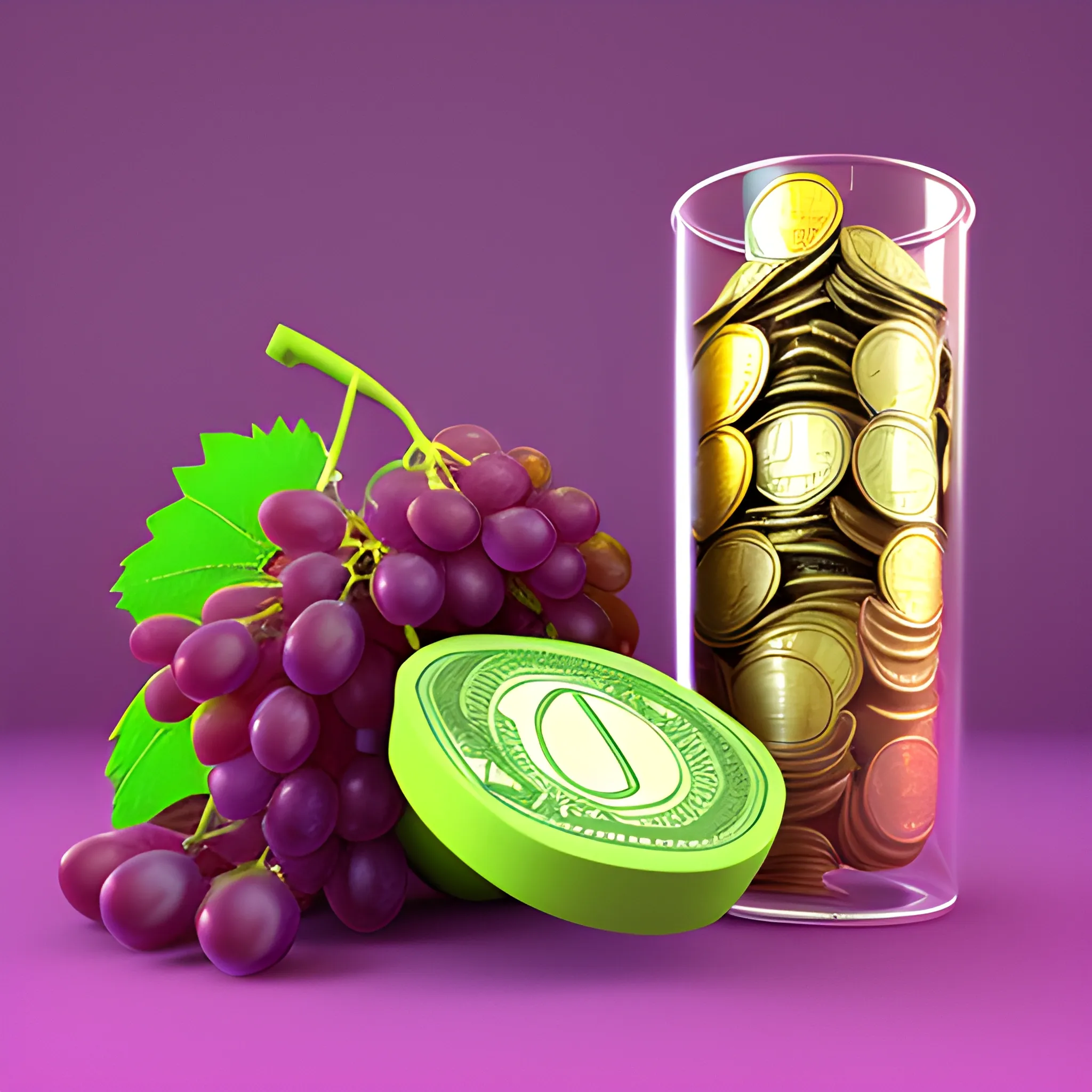  money and grapes, 3D