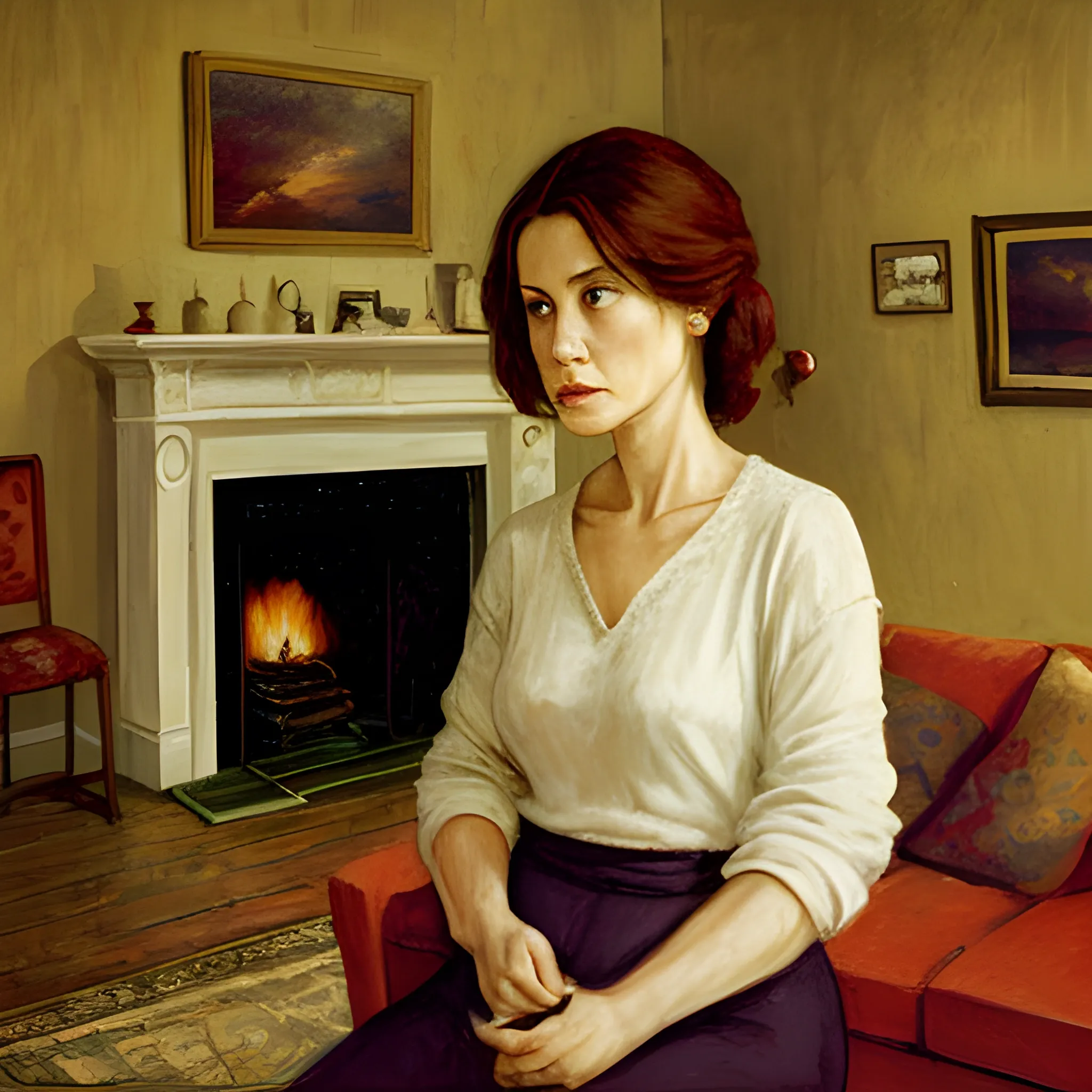 Woman in the living room