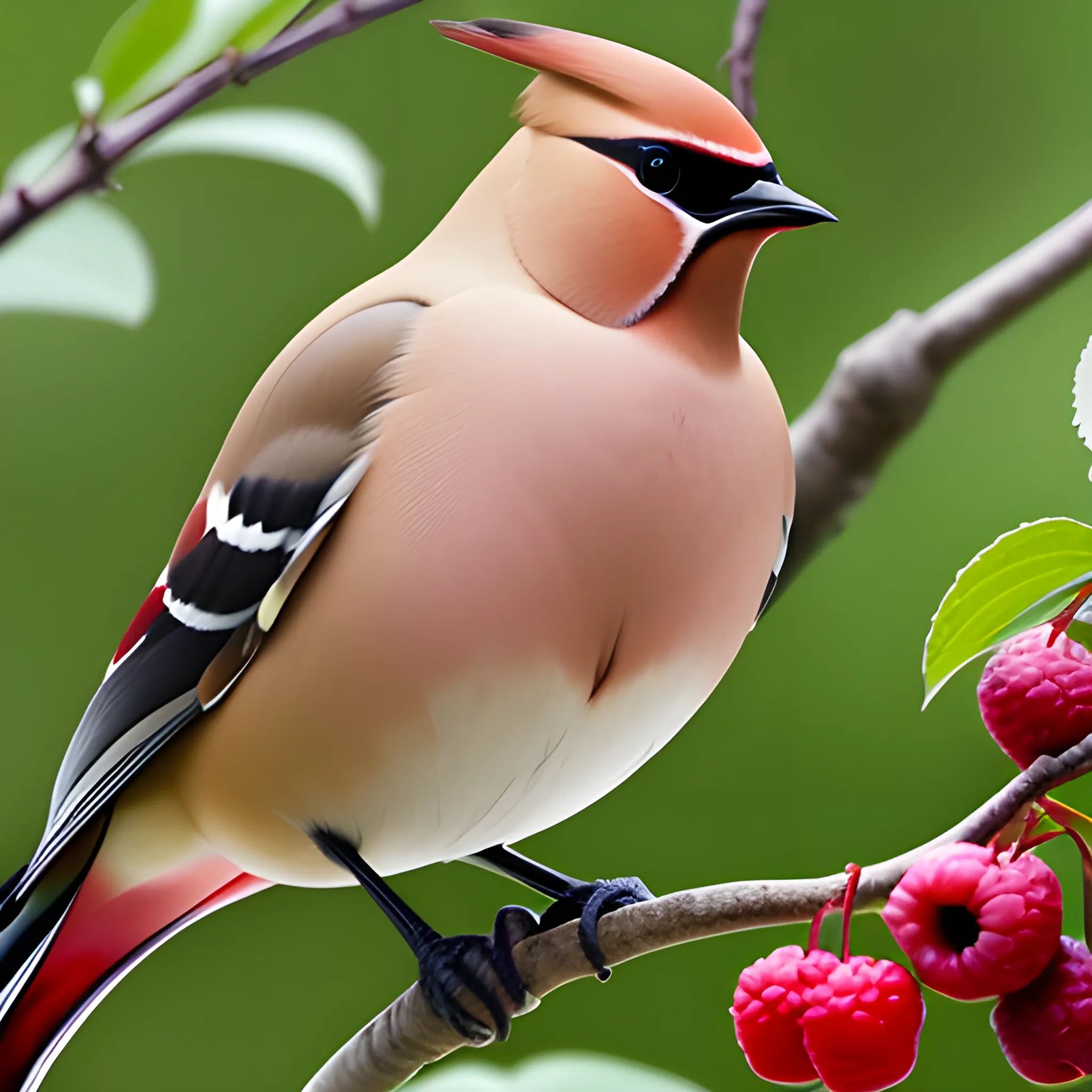 Waxwing eating a berry