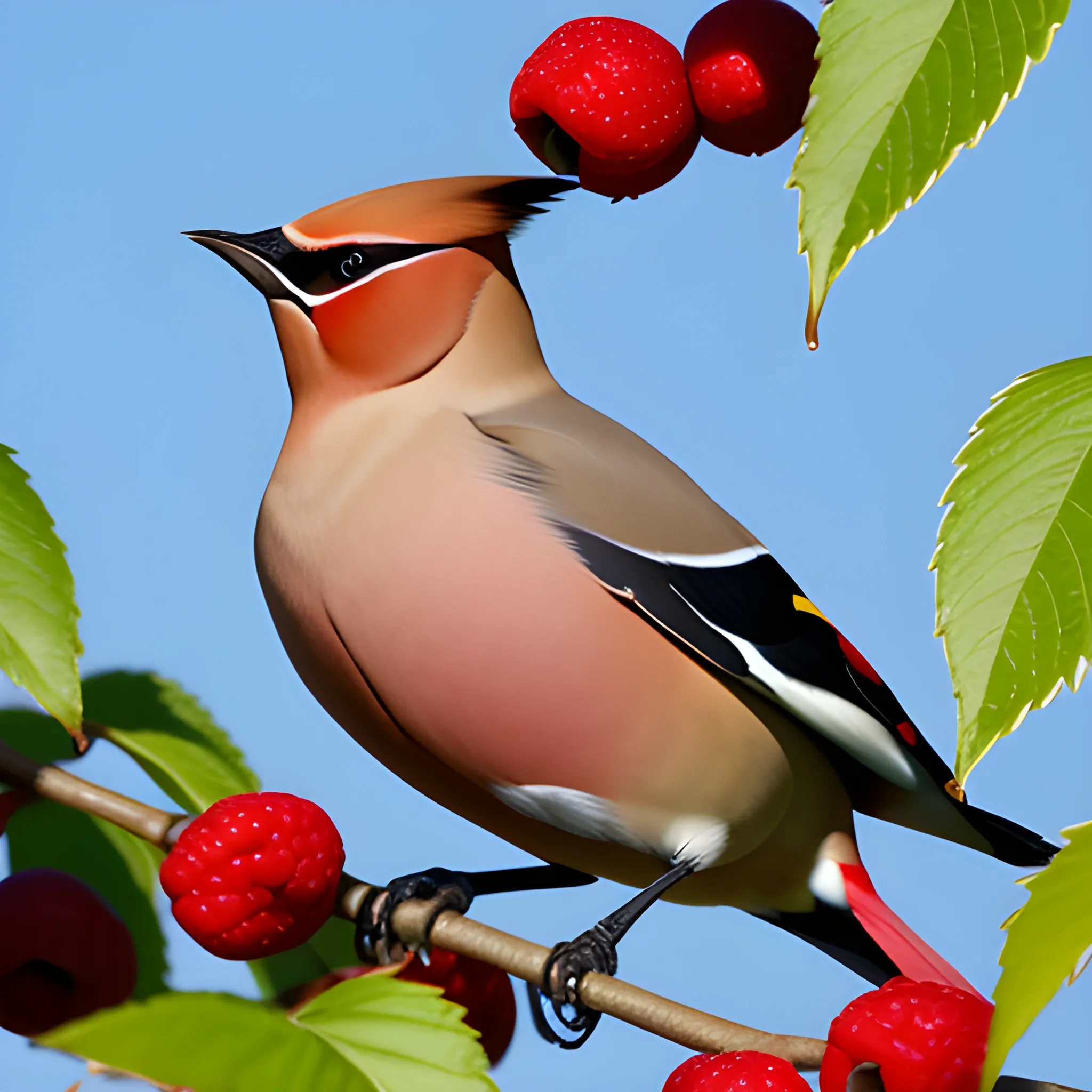 Waxwing eating a berry