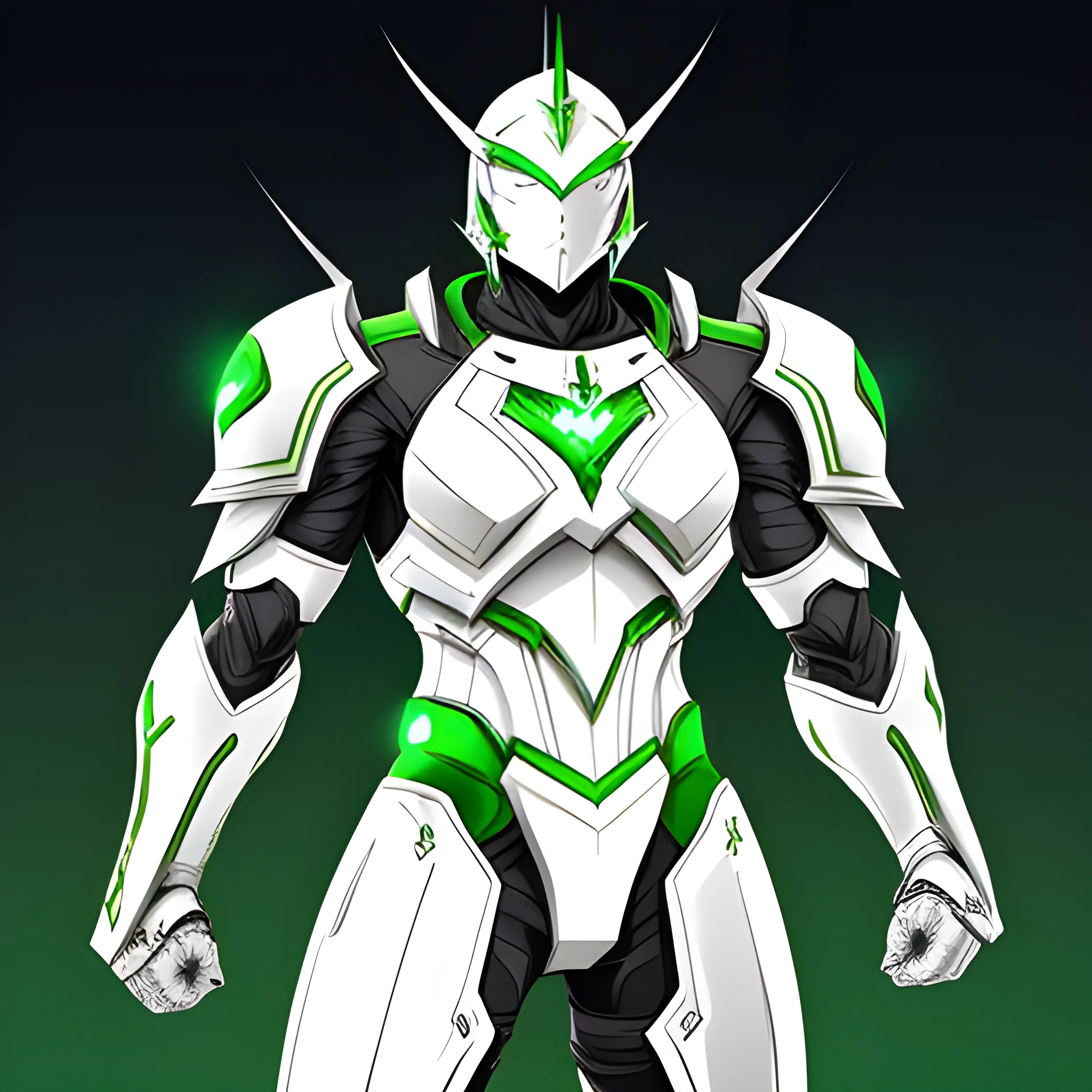 Teenager, male,  hero, armor, white, green, engine, Anime