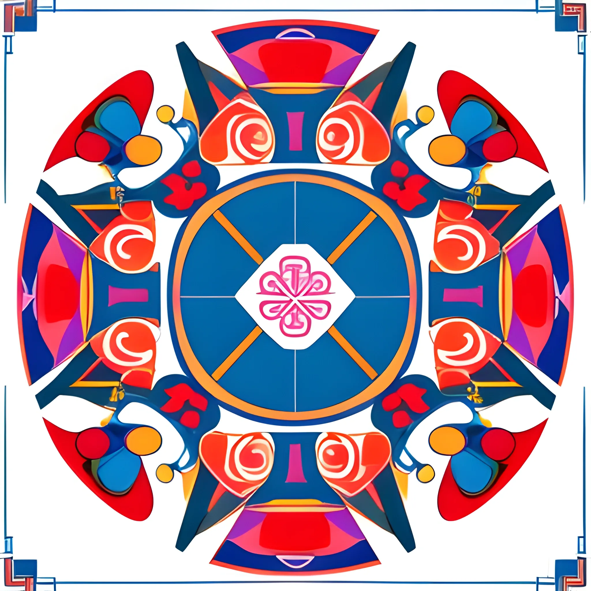 Color composition, shape composition, traditional Chinese folk customs, symmetrical shape, color is relatively unified