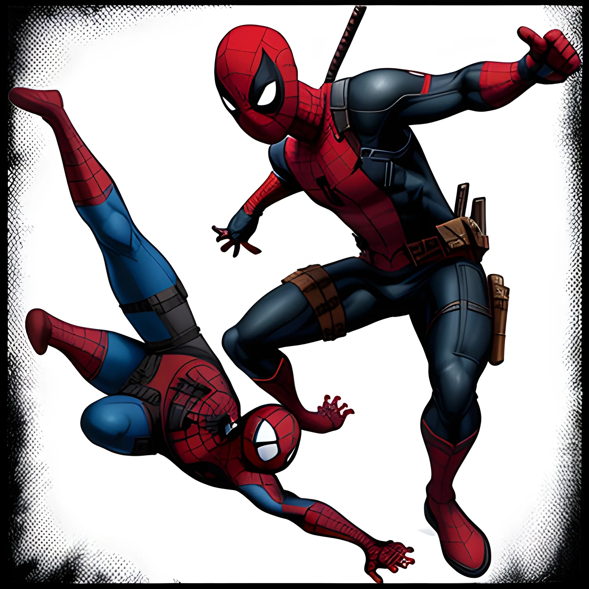 Deadpool and Spiderman fight 