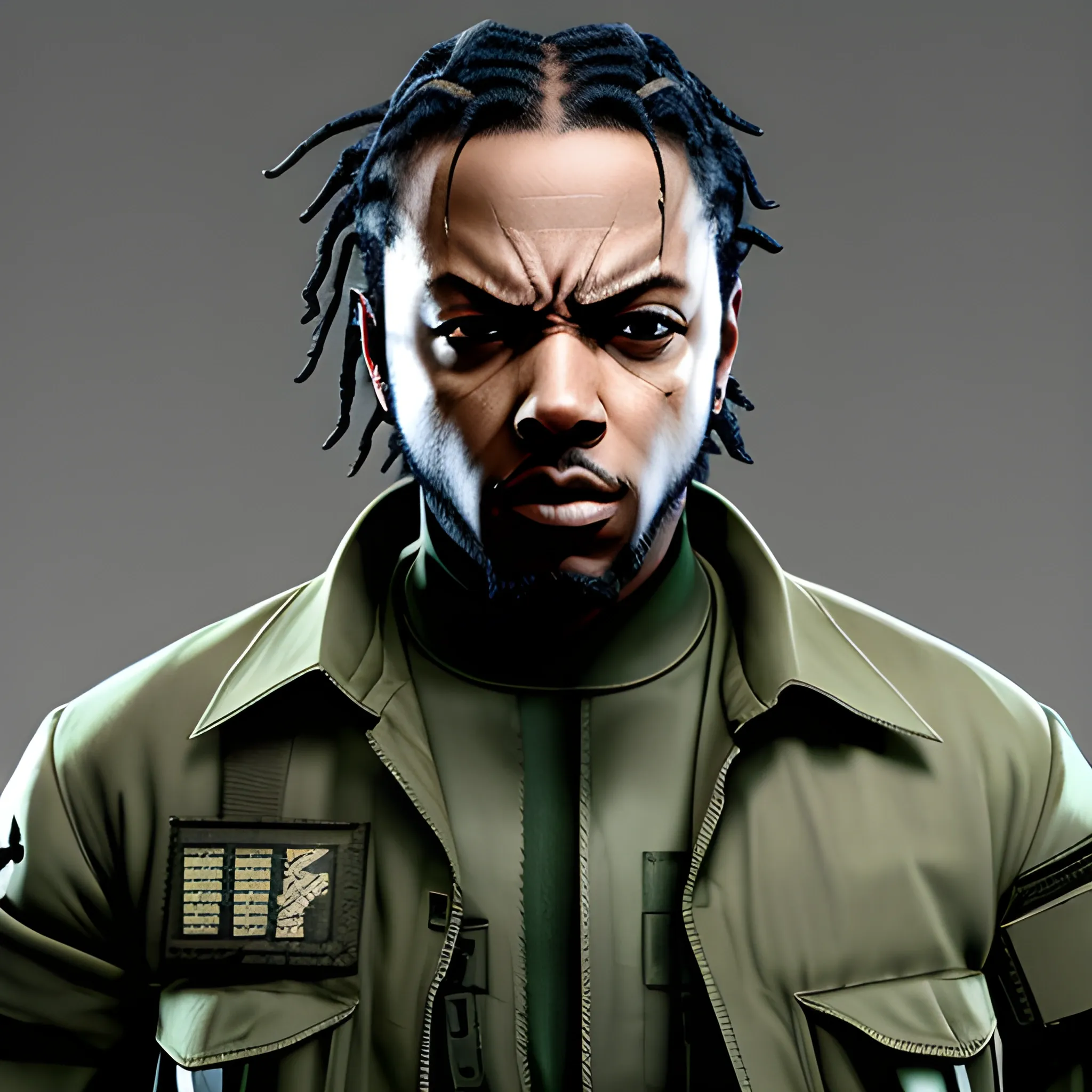 kendrick lamar as a character from the metal gear solid videogame saga, 3D