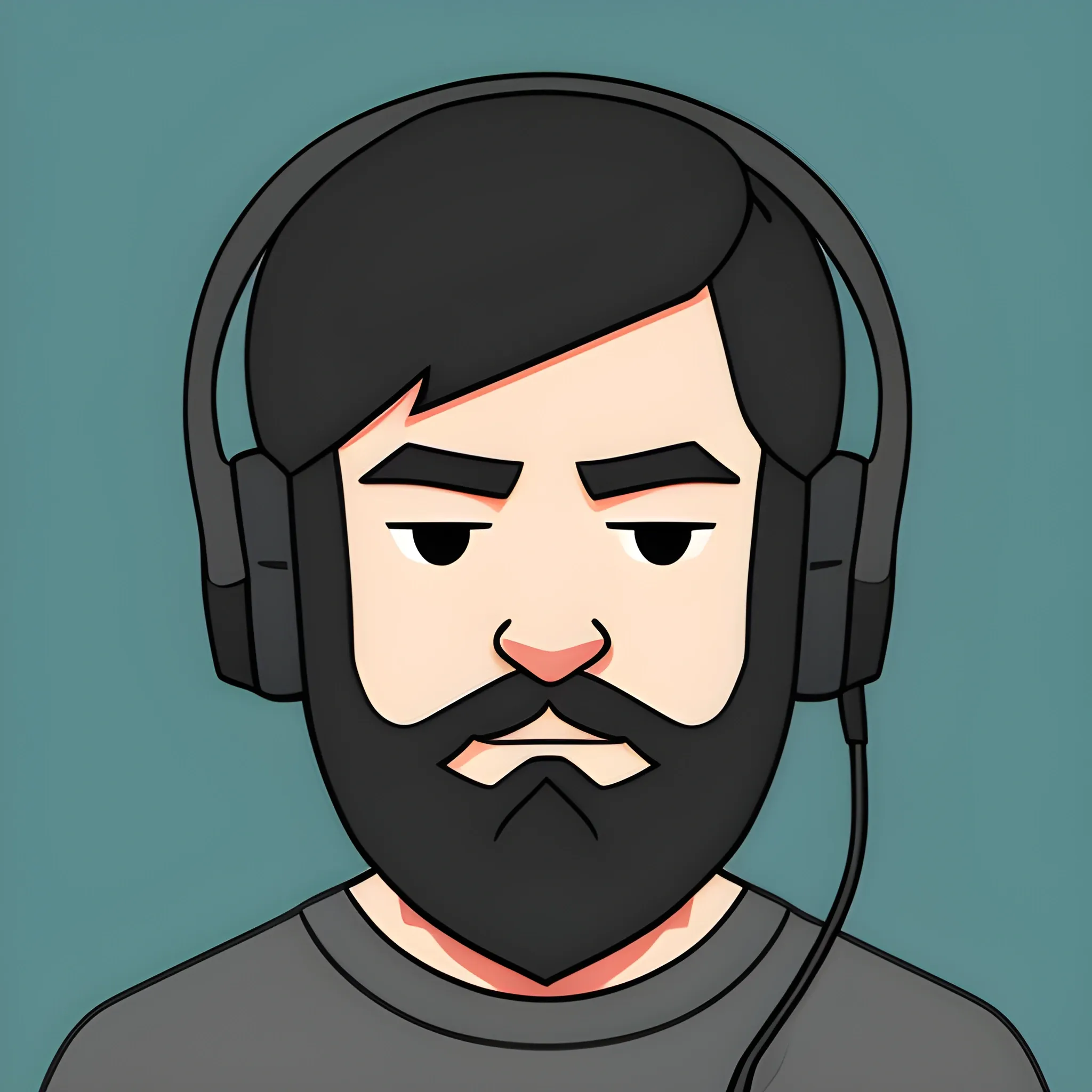 Gamer Guy with black hair, headphones and a beard
, Cartoon