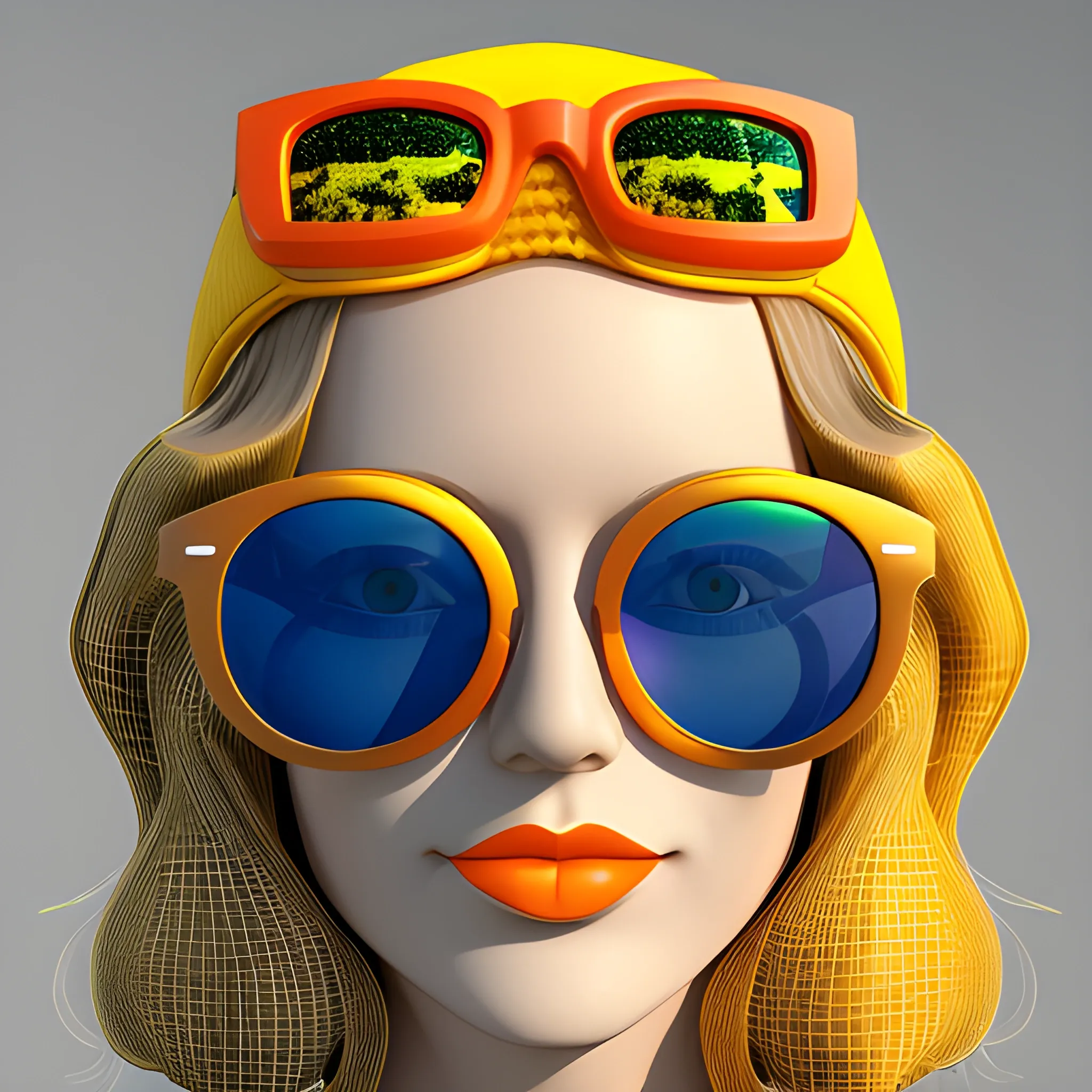 Coole Oma mit Sonnenbrille und Zigarre, 3D, Cartoon, 3D