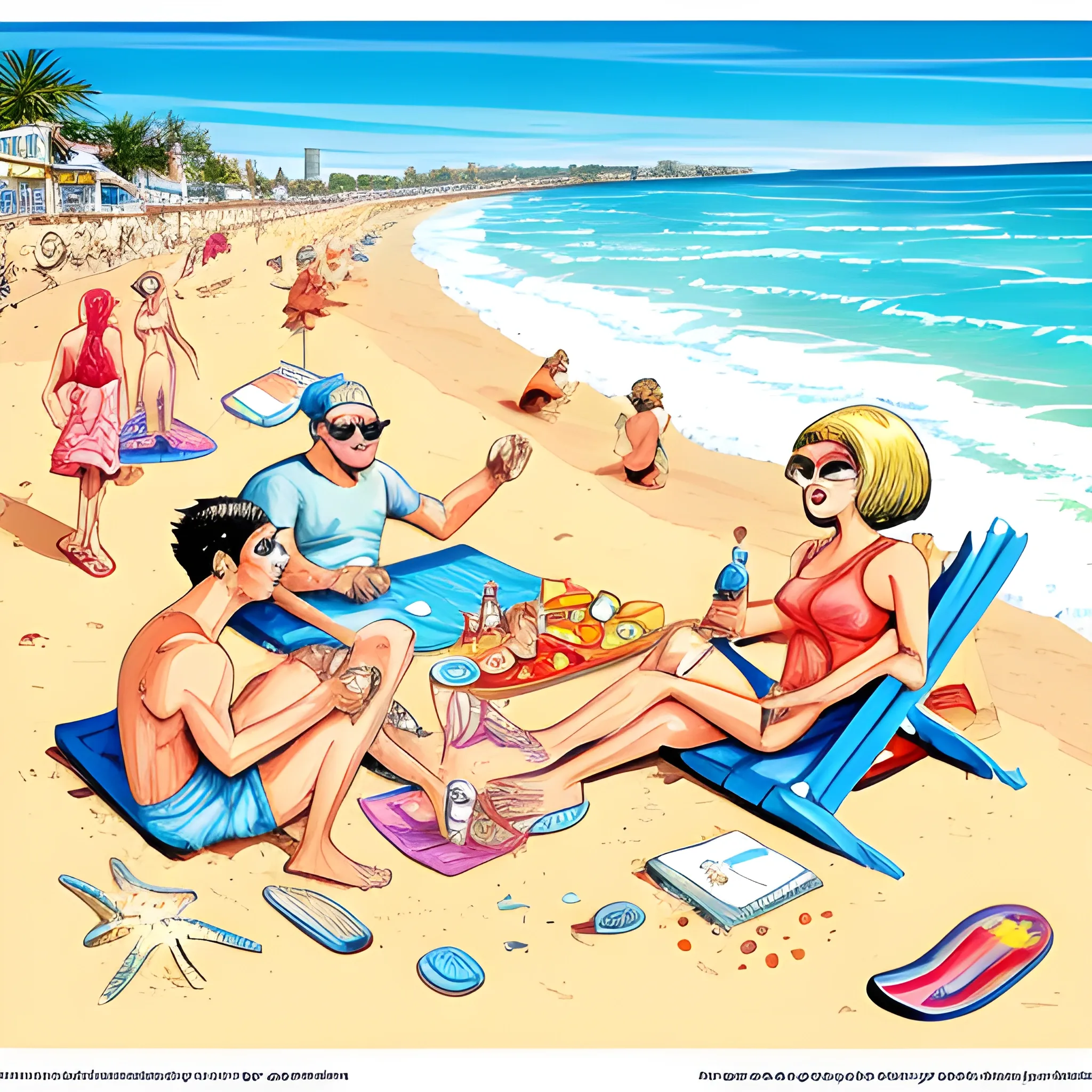 Marcians at the beach, Cartoon