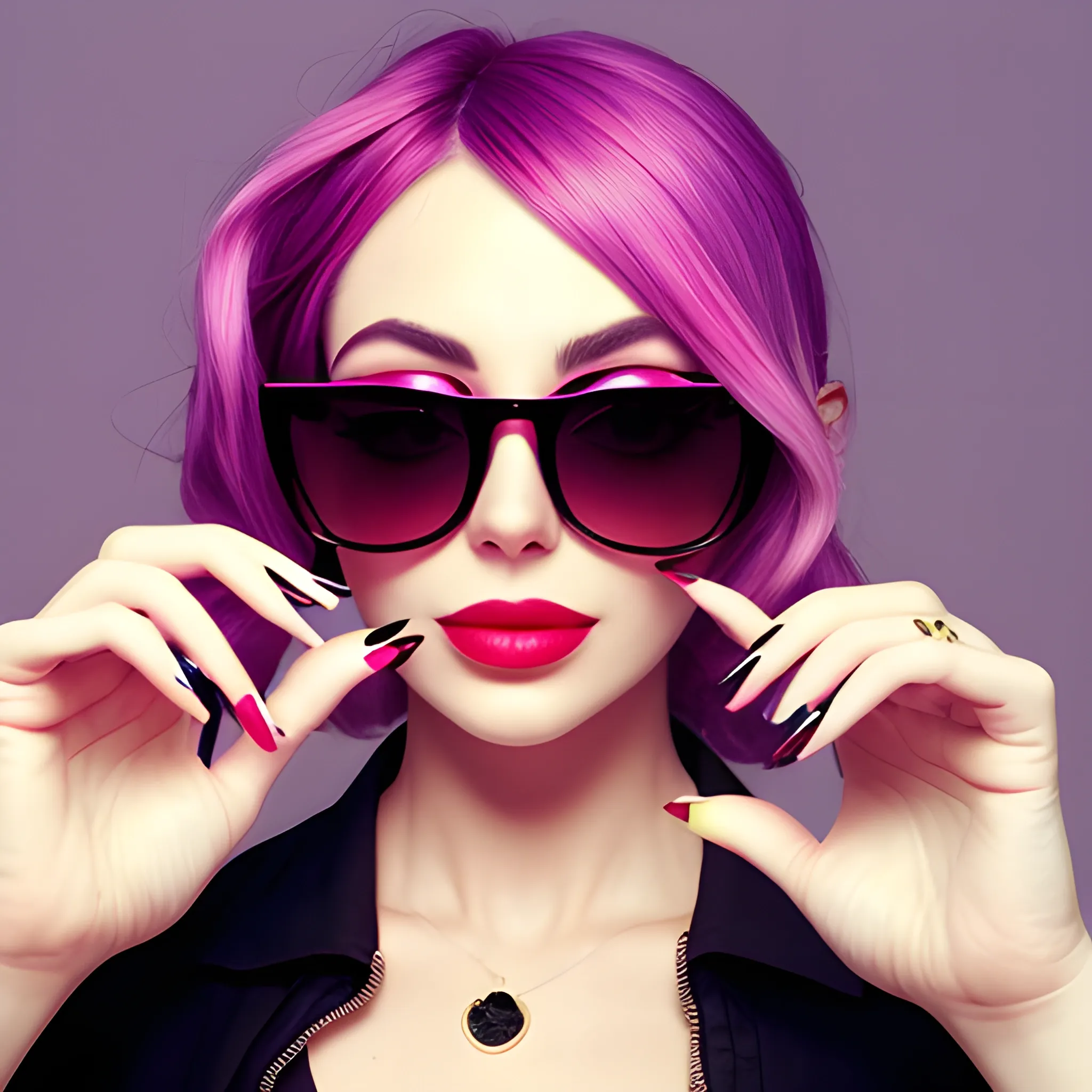 Woman with sunglasses and lush nails