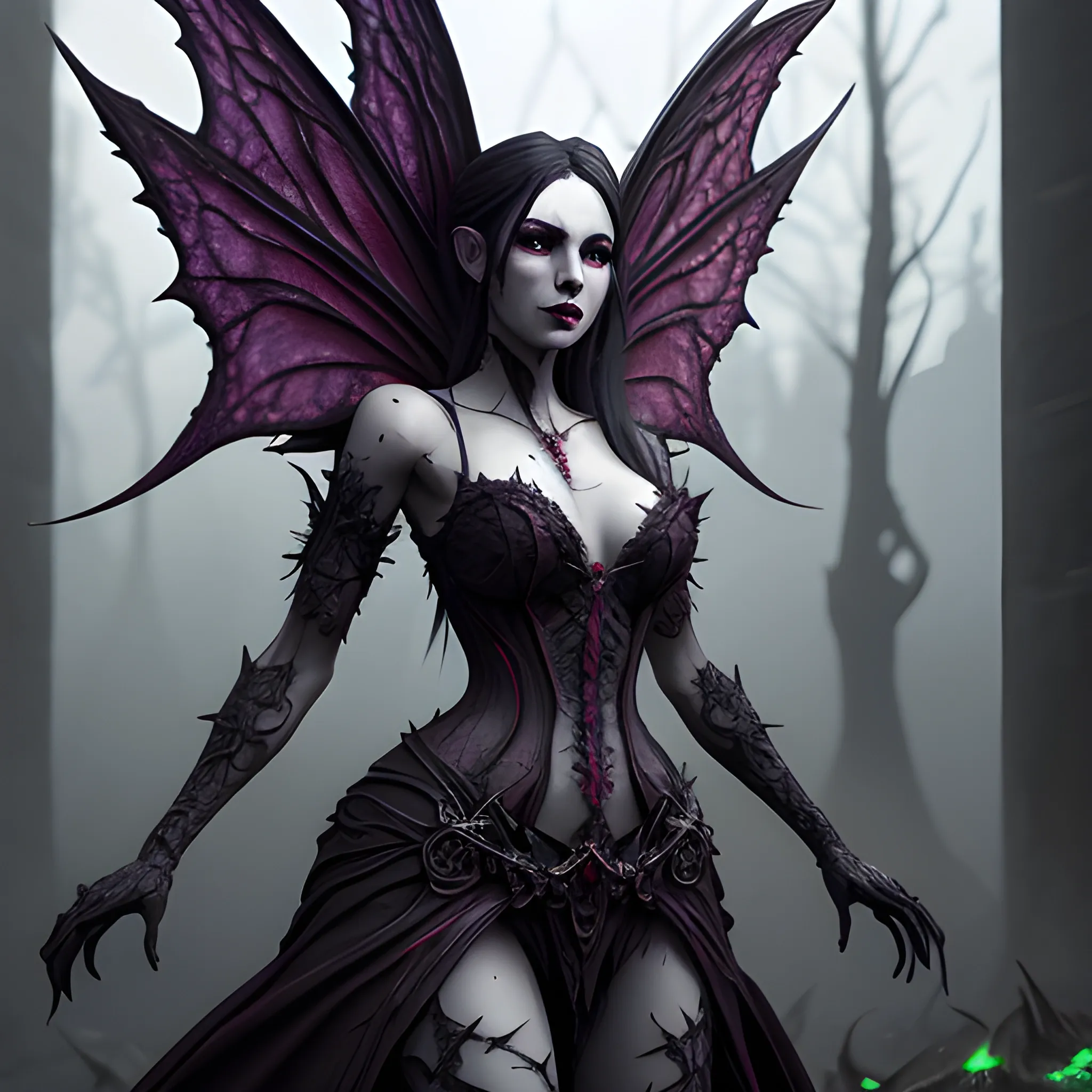 evil fairy, dark fairy, full body view, big busted, reds, blacks, white highlights, high fantasy, insane detailed face, waist, 8k, high resolution, high quality, detailed, photorealistic, hyperrealistic, detailed matte painting, deep color, fantastical, intricate detail, splash screen, complementary colors, fantasy concept art, 8k resolution trending on Artstation Unreal Engine