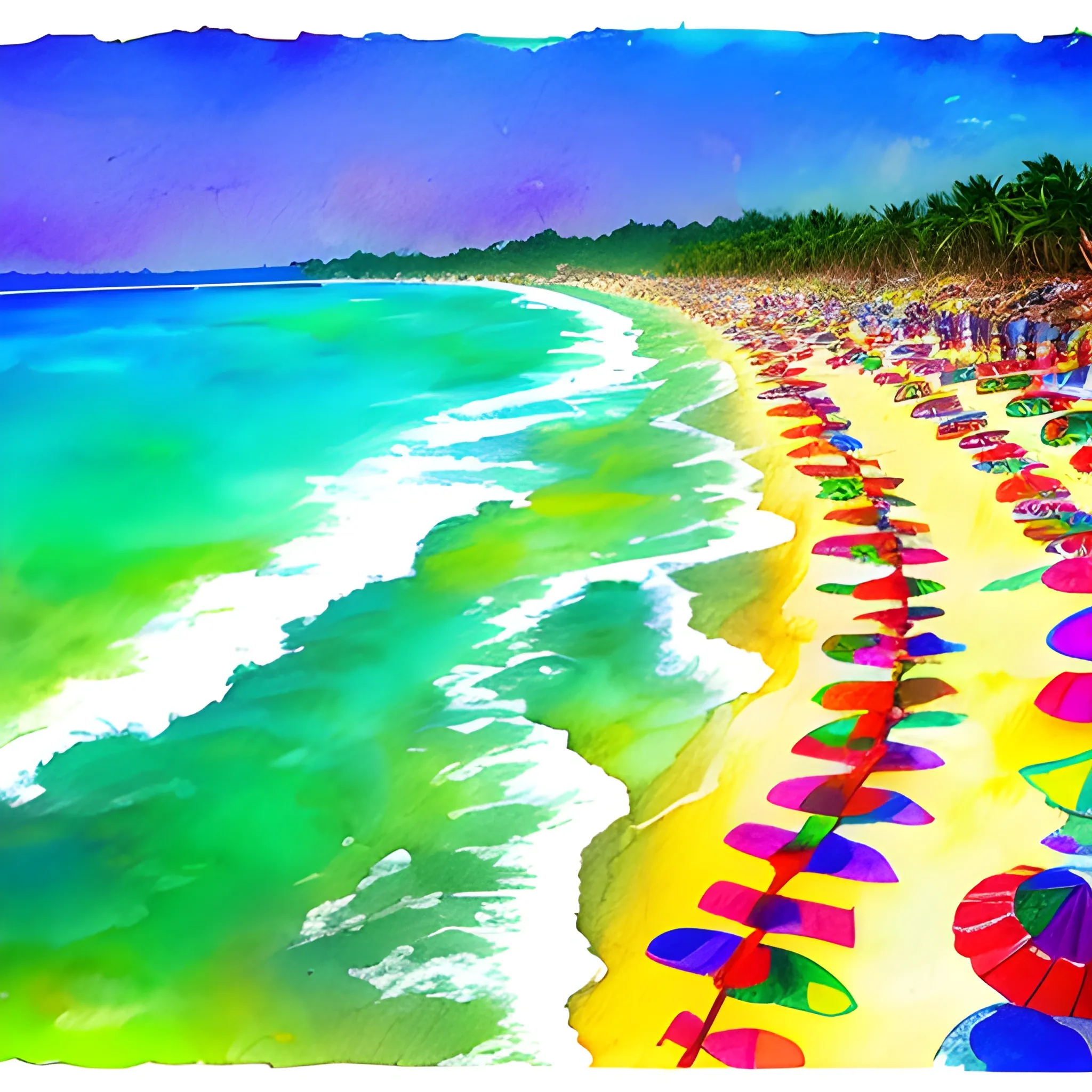 Méxican latin music beach, Trippy, Water Color