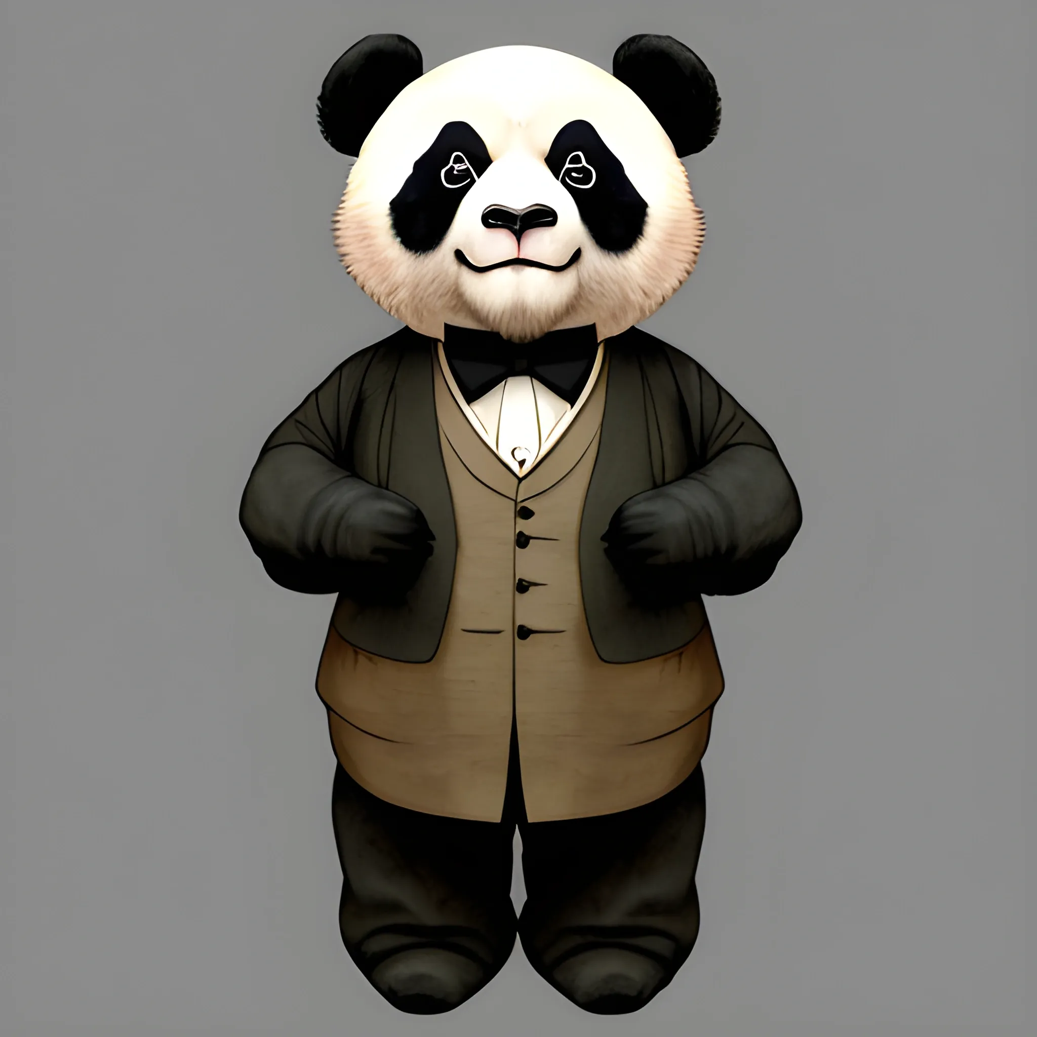 A humanoid panda in 1900's attire 